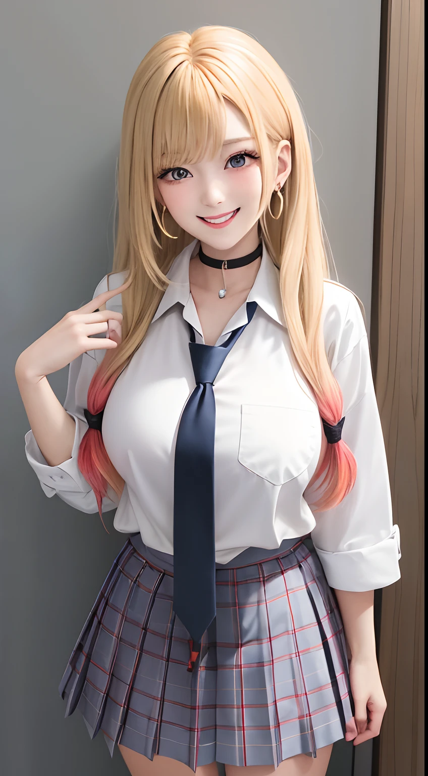 anime girl with long blonde hair and blue bow tie posing, blonde anime girl with long hair, beautiful anime high school girl, anime girl with long hair, seductive anime girl, realistic schoolgirl, smooth anime cg art, anime moe artstyle, ecchi anime style, anime girl, a hyperrealistic schoolgirl, anime style like fate/stay night, attractive anime girl
