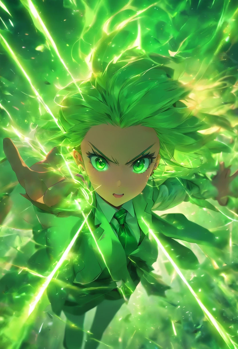 Meisterwerk, best quality, 1girls, nur, Nahida_Genshin, Cross-shaped pupils, Schuluniform, Green tie, Blazer, Faltenrock, green cape, stehend