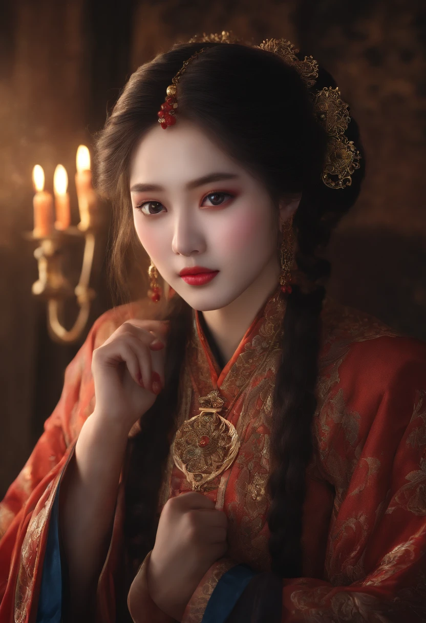 Best quality, masterpiece, illustration, very delicate and beautiful, highly detailed, CG, unification, 8k wallpaper, amazing, elaborate detail, masterpiece, best quality, official art, highly detailed CG unity 8k wallpaper, ridiculous, incredibly ridiculous, huge file size, super detailed, high resolution, very detailed, beautiful detailed girl, very detailed eyes and face, beautiful detailed eyes, face light , (Hanfu:1.1), 1 girl
