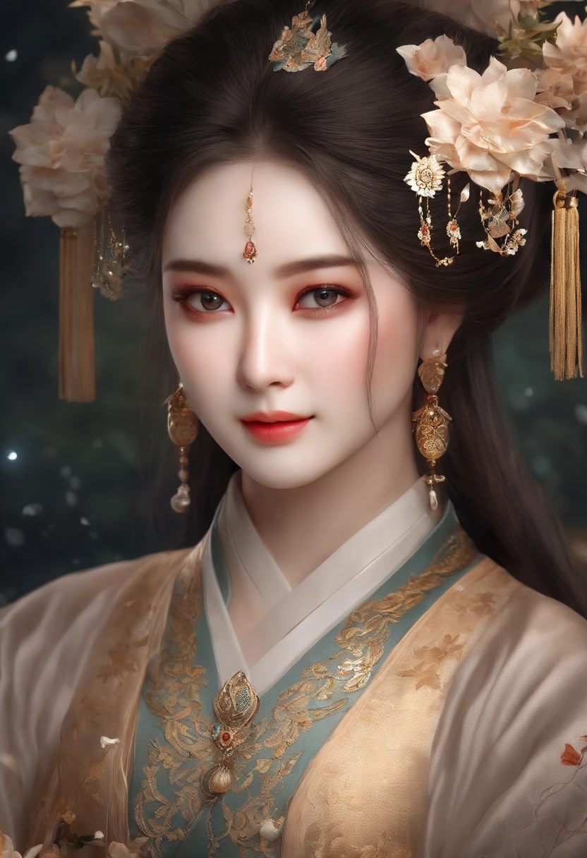 Best quality, masterpiece, illustration, very delicate and beautiful, highly detailed, CG, unification, 8k wallpaper, amazing, elaborate detail, masterpiece, best quality, official art, highly detailed CG unity 8k wallpaper, ridiculous, incredibly ridiculous, huge file size, super detailed, high resolution, very detailed, beautiful detailed girl, very detailed eyes and face, beautiful detailed eyes, face light , (Hanfu:1.1), 1 girl
