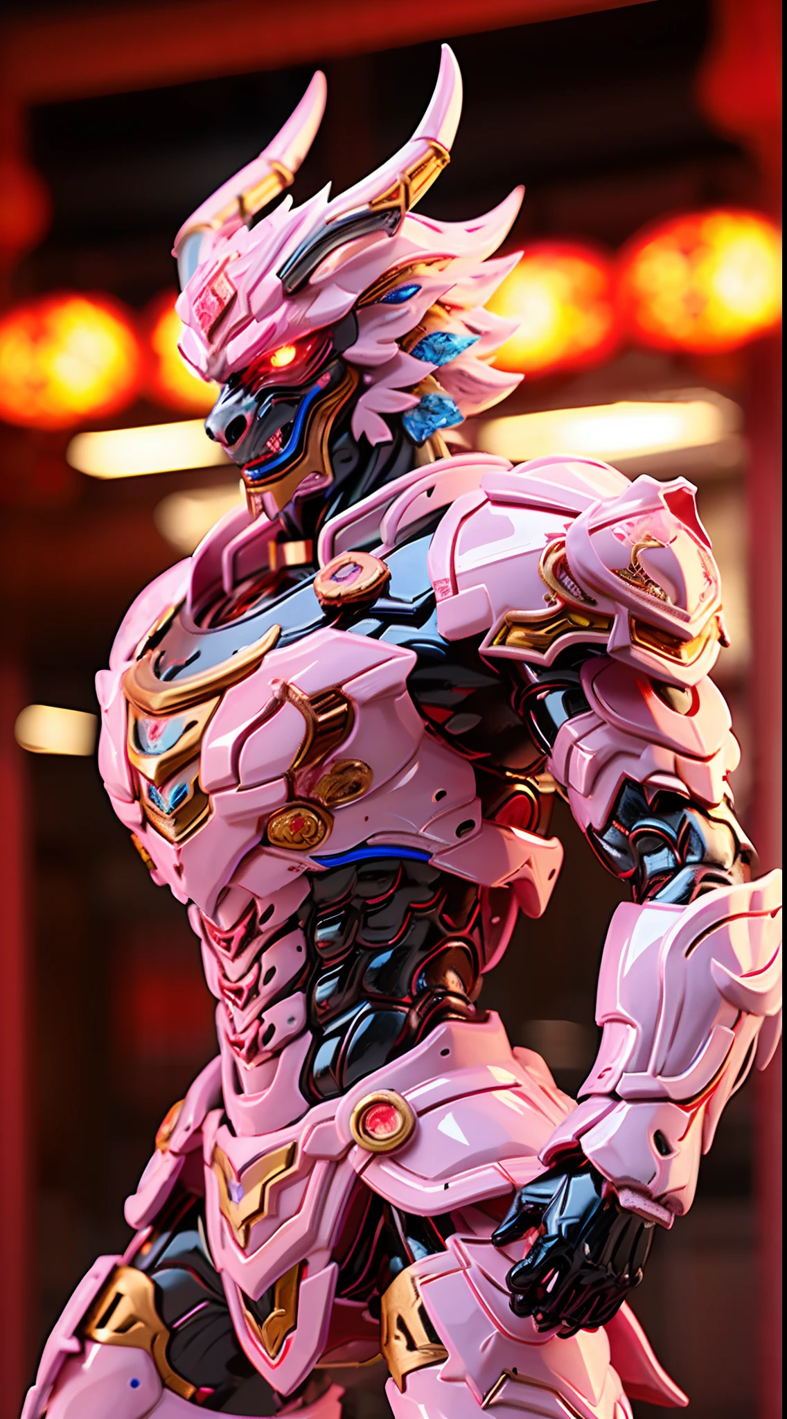 CHINESE DRAGON, DRAGON HEAD, HEAVY CRYSTAL ARMOR, TRANSPARANT, MUSCLE BODY.