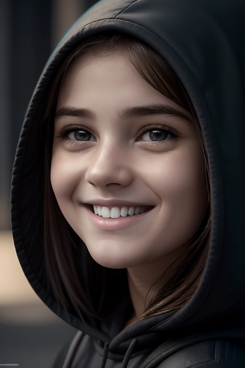 A close-up of a girl with a hood on, girl portrait, Retrato suave disparado 8K, Young girl, hermosa joven, por Irakli Nadar, Pintura digital ultra realista, 8k artistic portrait photography, chica de cabello rubio con sudadera con capucha, linda joven, Retrato de chica hermosa, Retrato muy bonito, Retrato de alta calidad, Arte digital ultra realista, sonriendo alegre