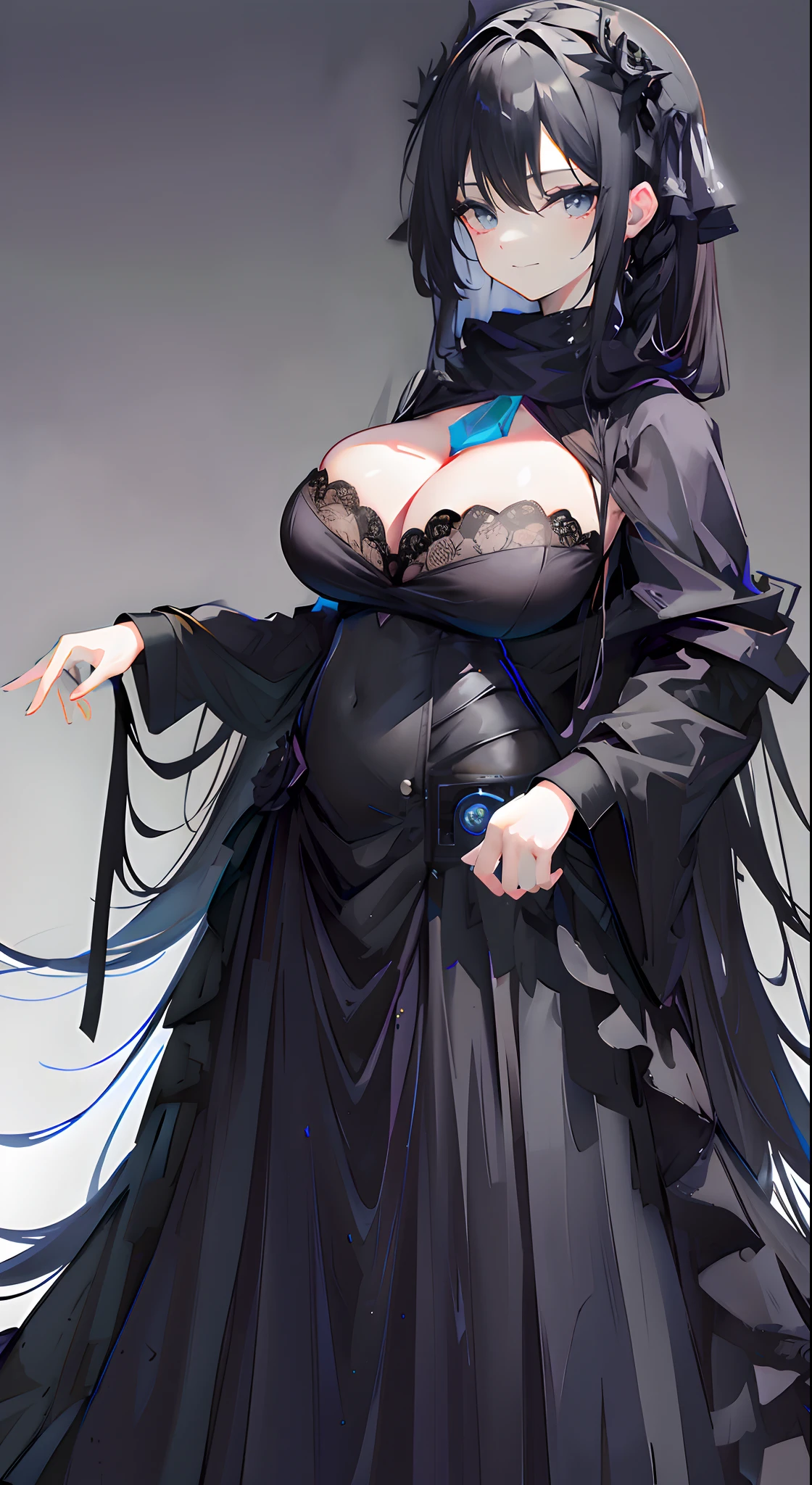gigantic cleavage breasts,Black silk shawl