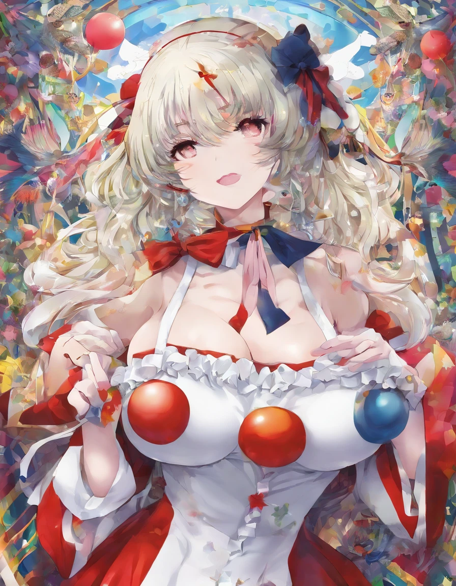 masterpiece best quality milf with \hentai\clown\ clown, beautiful body, white background,