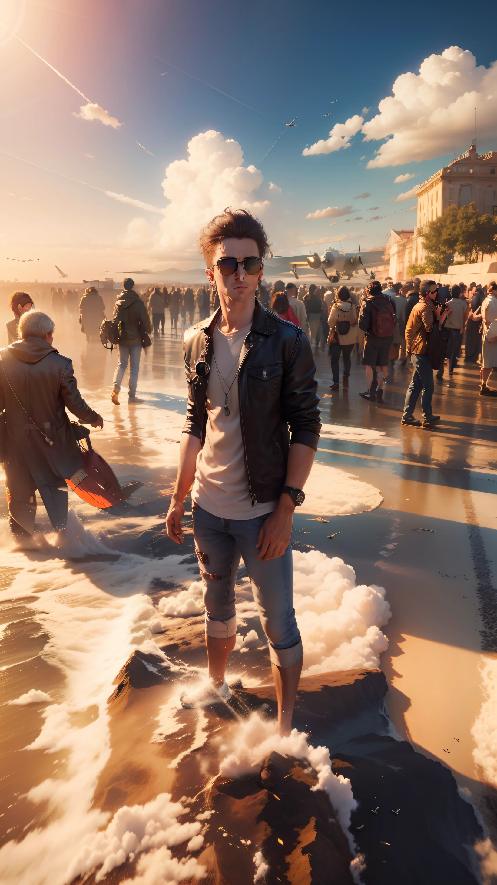 Background cloud remove sunglasses realistic face 8k realistic HD image realistic image and background aeroplane