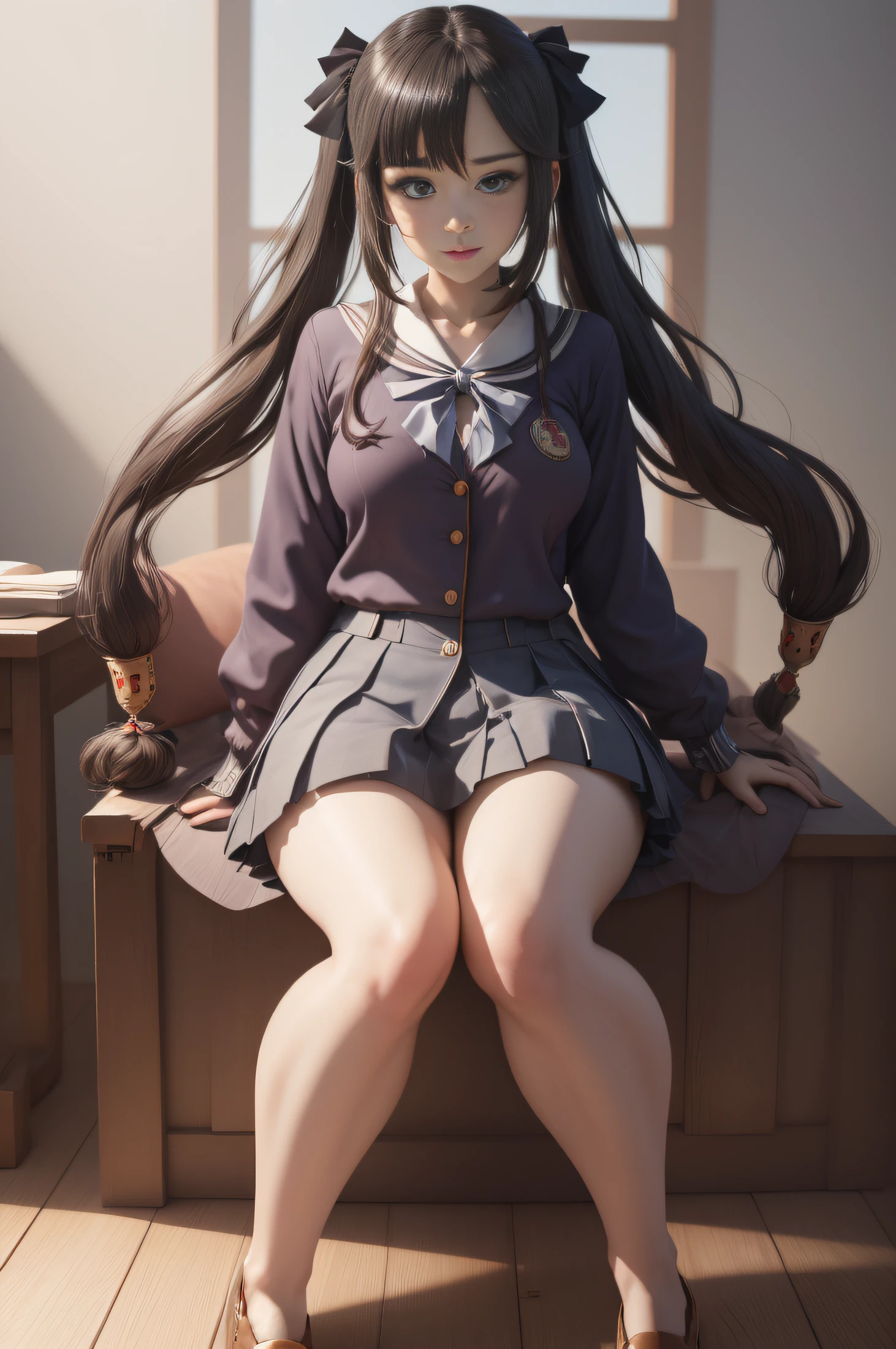 A girl in a school uniform squatted down, Девушка spread her legs, high school uniform, short skirt, The blouse is unbuttoned, You can see the underpants, little chest, Miniature figure, model figure, Slim waist, Embarrassment, sexuality, Cute beautiful anime woman, detailed digital anime art, beautiful anime girl, beautiful anime girl, Anime with small details, Best Quality, Masterpiece, Ultra-detailed, Beautiful, hight resolution, Original,CG 8K ультрареалистичный, perfect artwork, beatiful face, Face Clean, Skin, hyper realistic, Ultra Detailed, A detailed eye, dramatic  lighting, (Realistic) Realistic, Full HD, Best Quality, Best Quality, Beautiful lighting, (8k wallpaper of extremely detailed CG unit), High Details, sharp-focus, The art of dramatic and photorealistic painting, beautiful smile,