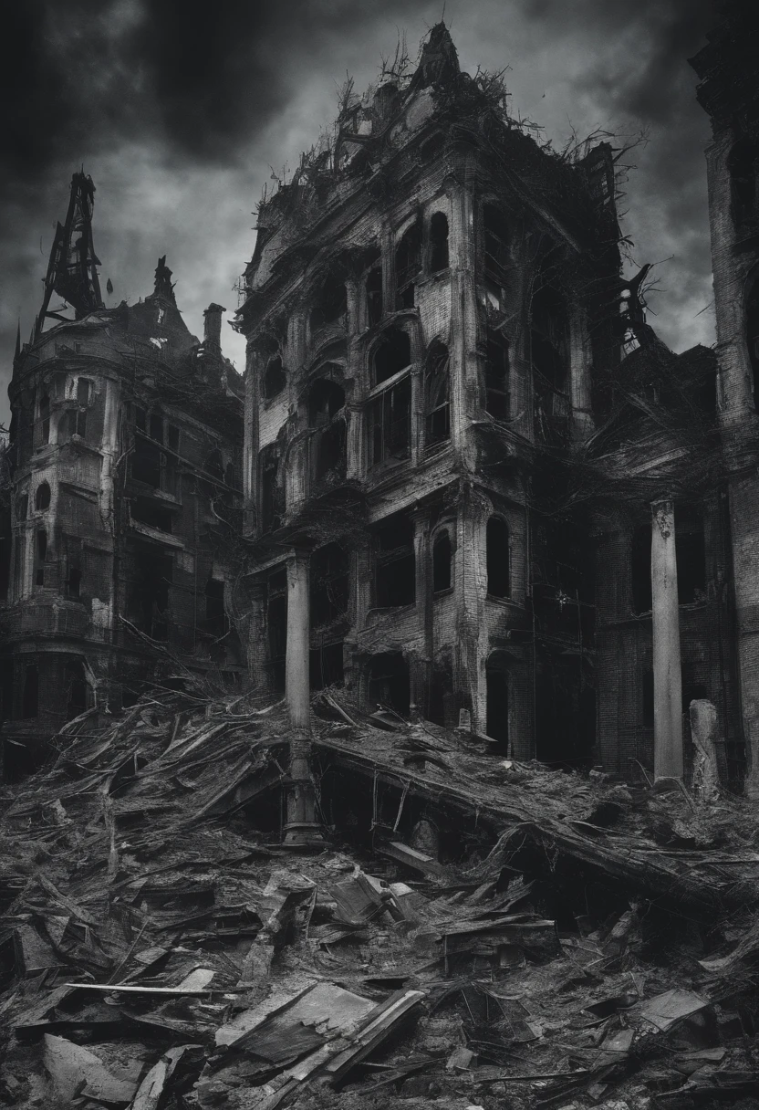 dystopian、destruction、collapse、street、