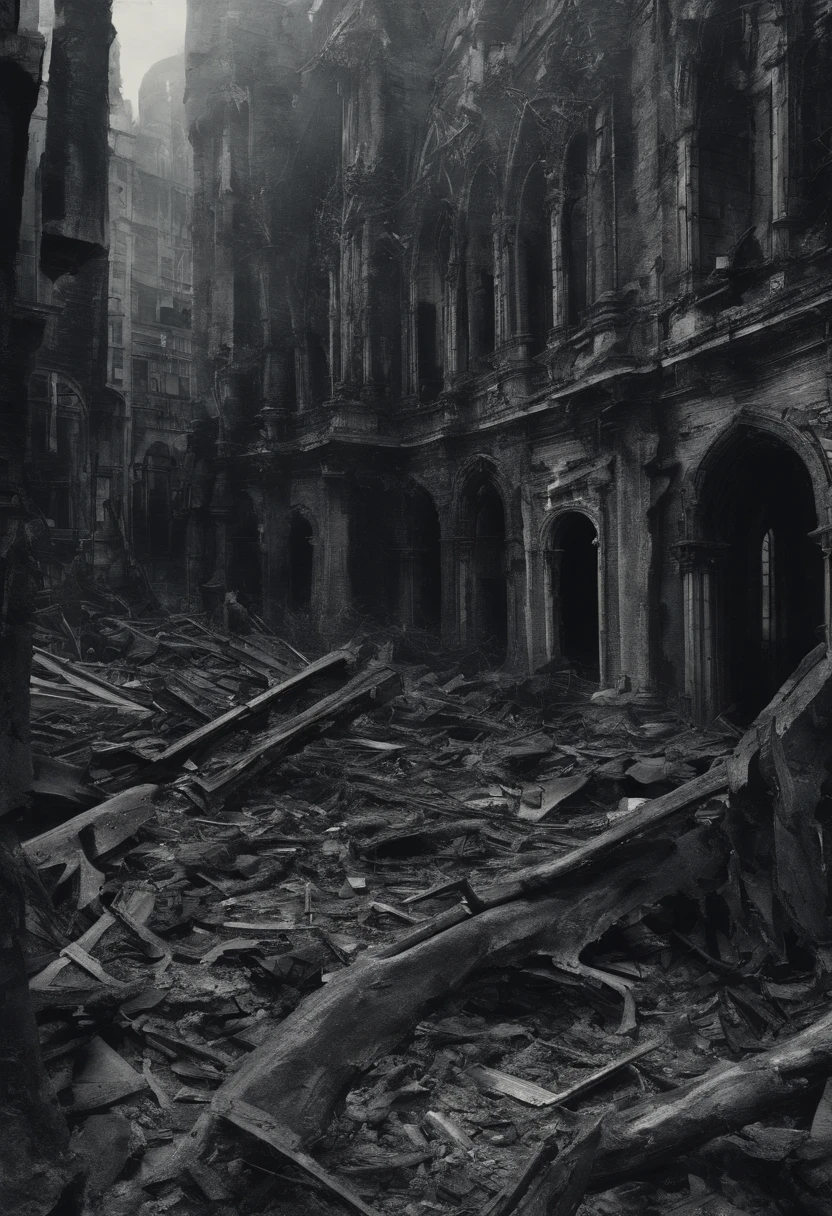 dystopian、destruction、collapse、street、