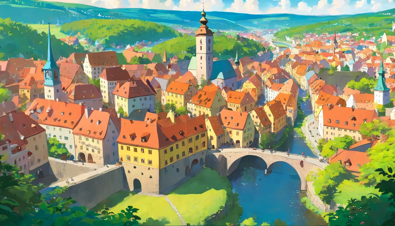 Czech Republic,Beautiful cityscape of Český Krumlov,Faraway view