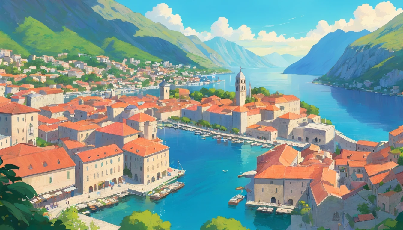 Montenegro,The beautiful cityscape of Kotor,Faraway view