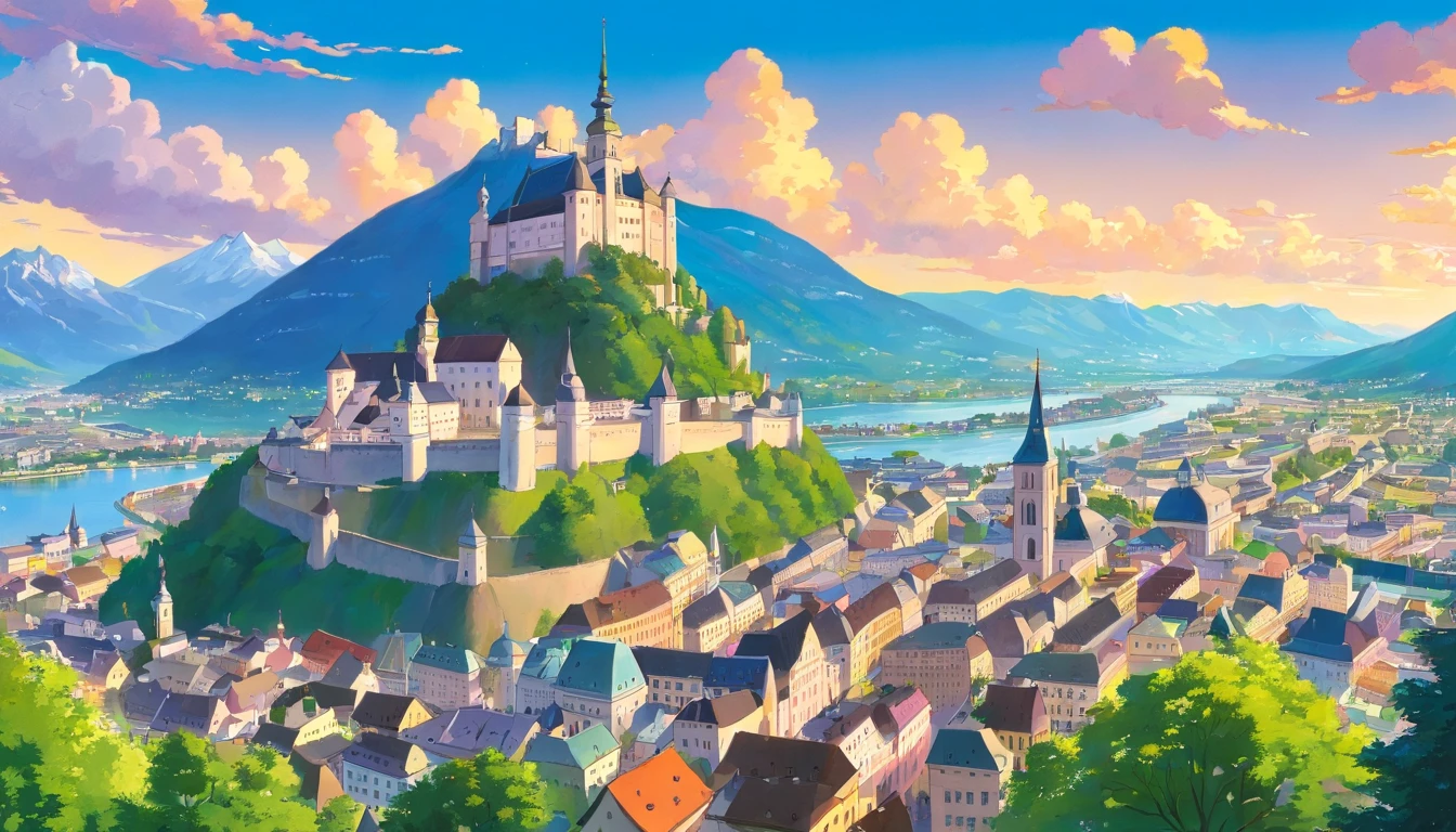 Austria,The beautiful cityscape of Salzburg,Faraway view
