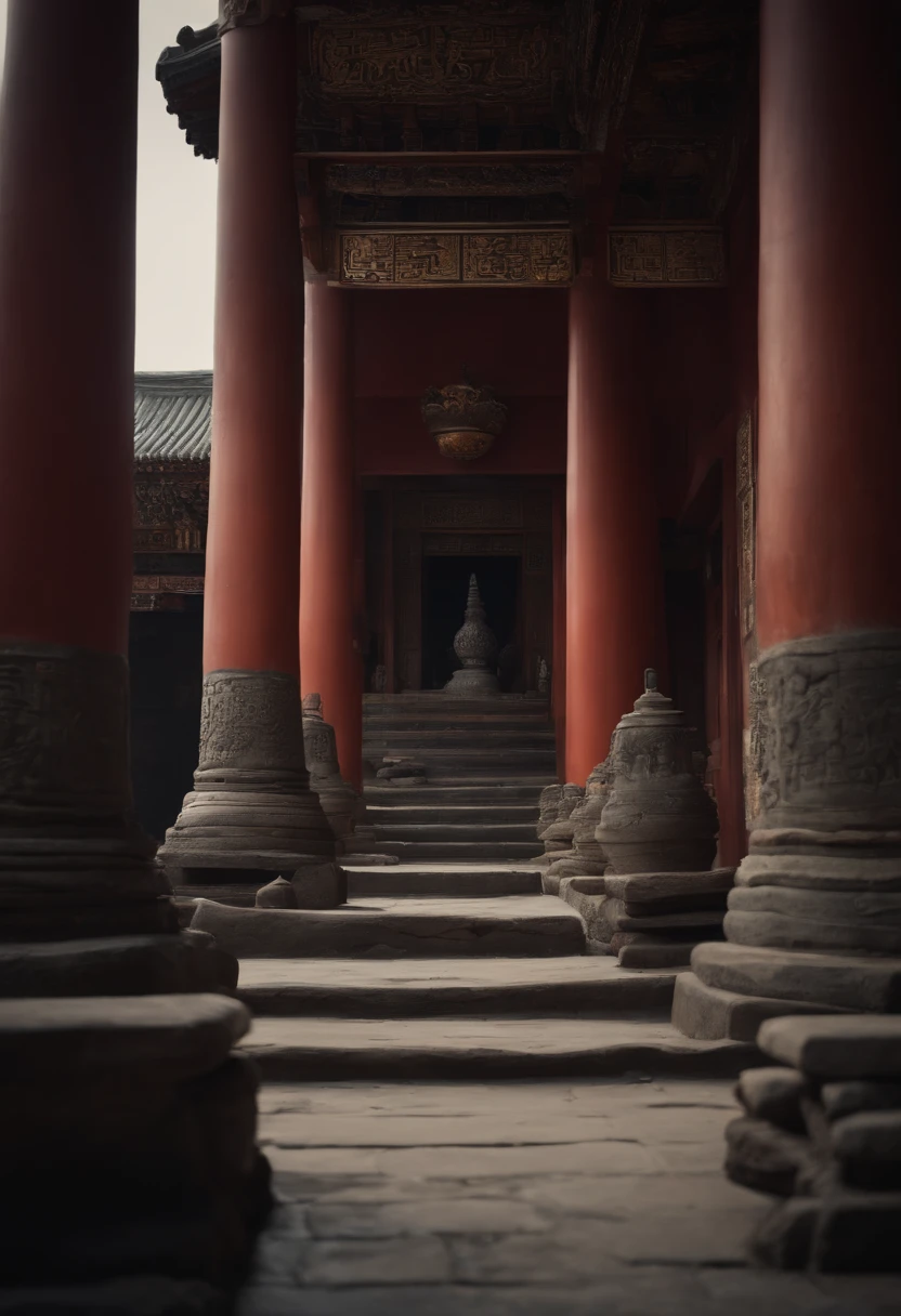 in ancient, Dilapidated Taoist temples, In a quiet atmosphere