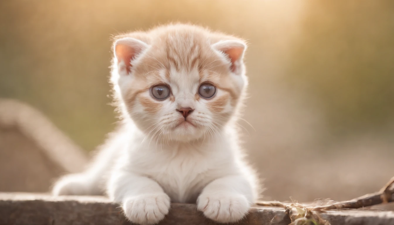 A kitten,3 horses,Scottish Fold