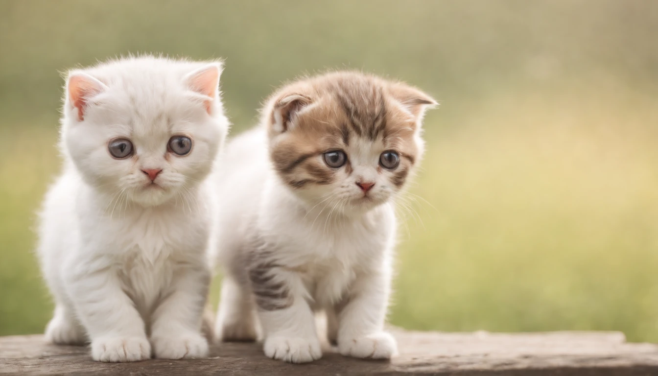 A kitten,3 horses,Scottish Fold