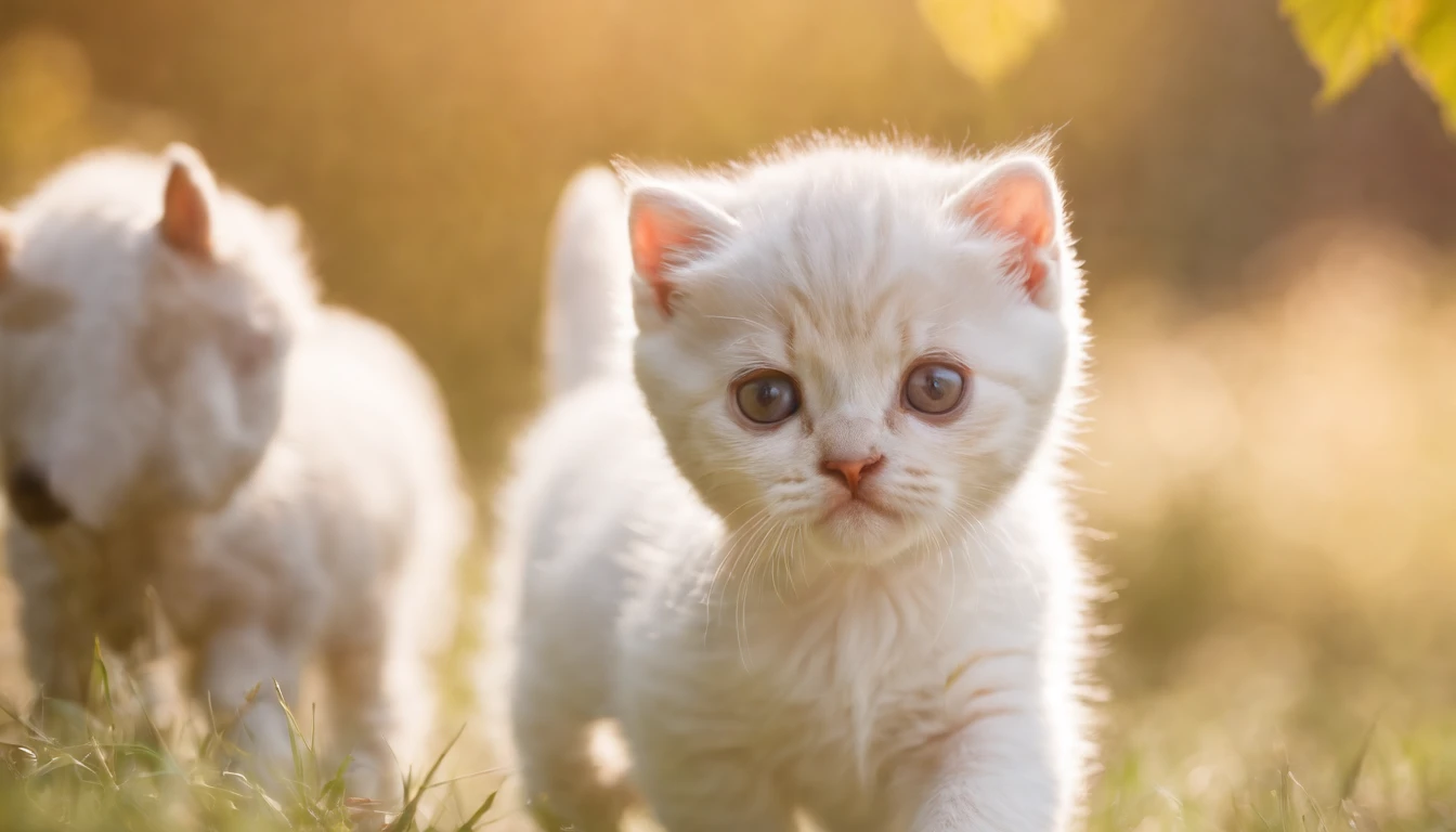 A kitten,3 horses,Scottish Fold