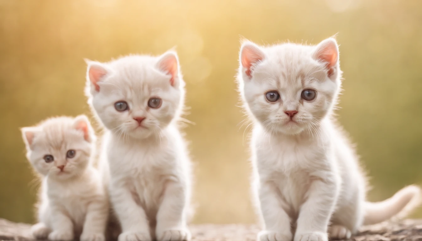 A kitten,3 horses,Scottish Fold