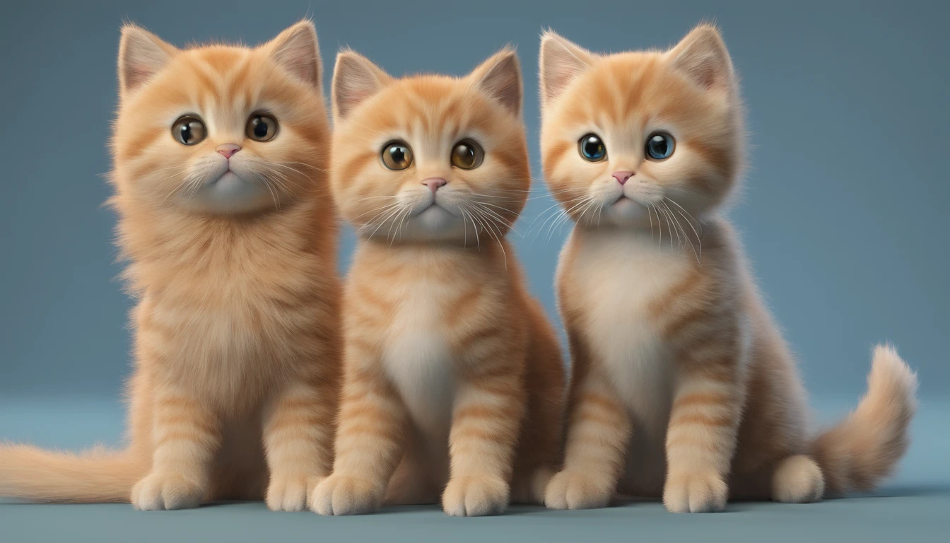A kitten,3 horses,Scottish Fold