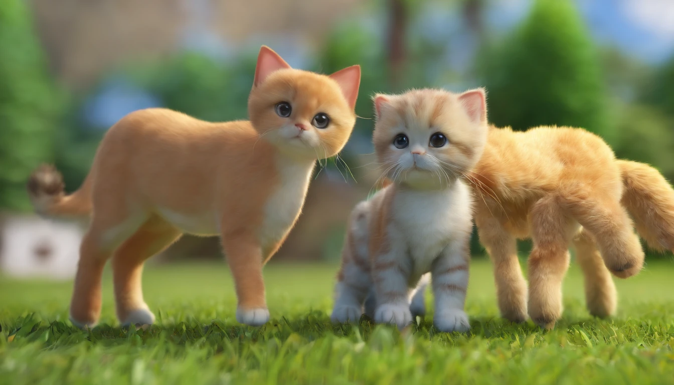 A kitten,3 horses,Scottish Fold