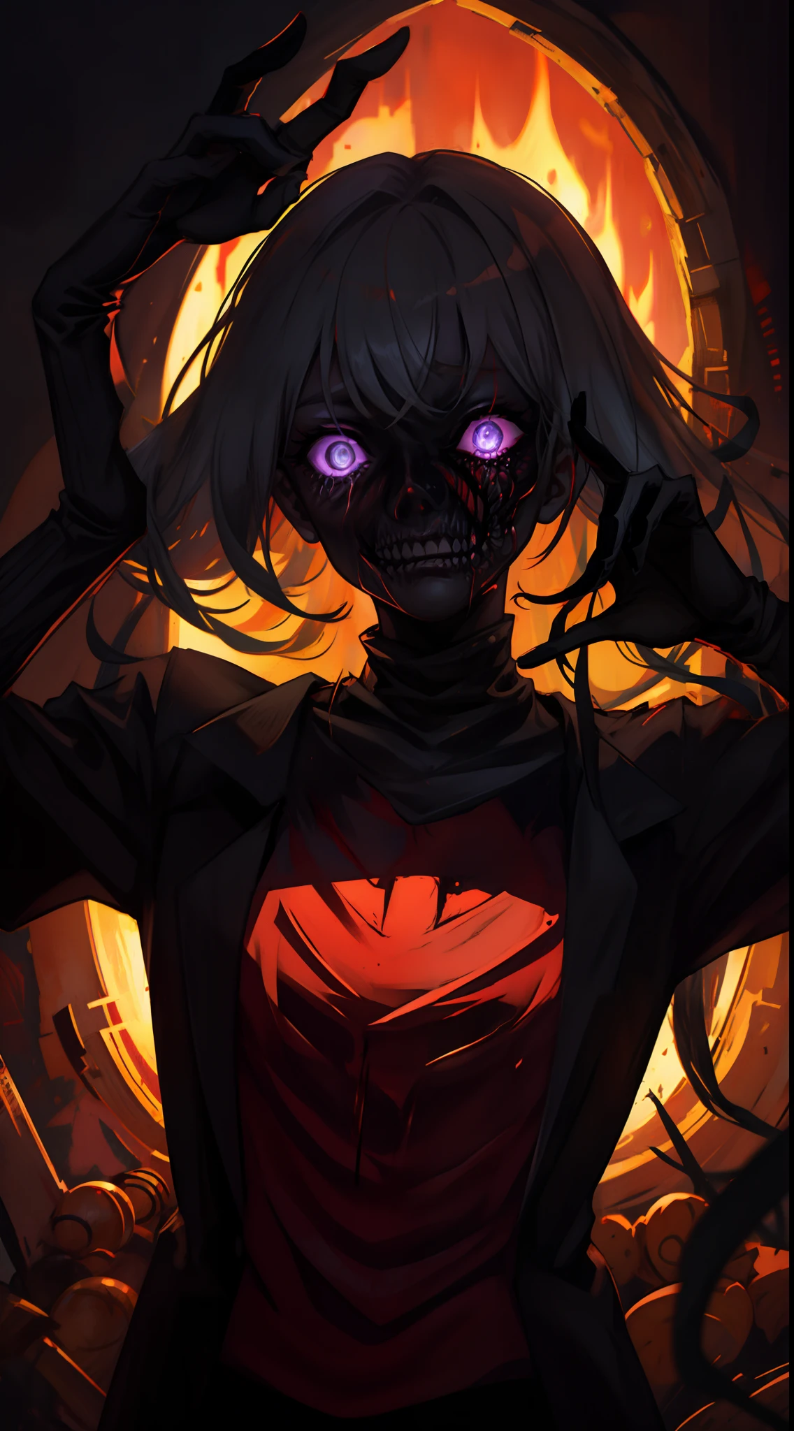 1 girl, upper body, single focus, nightmarish beauty, Freddy Krueger-inspired attire, clawed glove, (dreamscape backdrop: 1.4), (nightmare master: 1.3), nightmarish features, surreal aura, [depth of field, ambient lighting, dreamlike foreground, nightmarish dreamscape], Nightmare on Elm Street, dream invader, surreal terror, (burnt skin), (twisted nightmares: 1.2), intricate details, enhanced lighting.