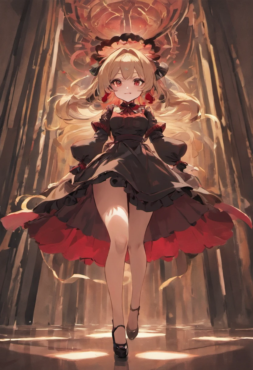 tmasterpiece,Best quality at best,inside in room,Be red in the face,((irate|weeping):1.2),1个Giant Breast Girl,aprons,black color dress,Black shoes,black color hair,Be red in the face,with brown eye,Brown leg suit,shift dresses,a garter belt,black heels,long whitr hair,longer sleeves,looking at viewert,maidennurse,maid headdress,shoe,ssmile,独奏,upper legs,Skirt,Skirt,