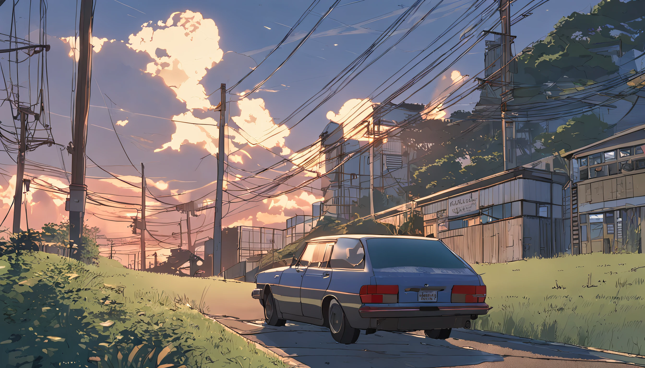 by makoto shinkai and ghibli studio, outlined silhouettes, Dramatic Lighting, Highly detailed, Incredible quality, Trending on ArtStation, masutepiece, 8K、nightfall、unmanned