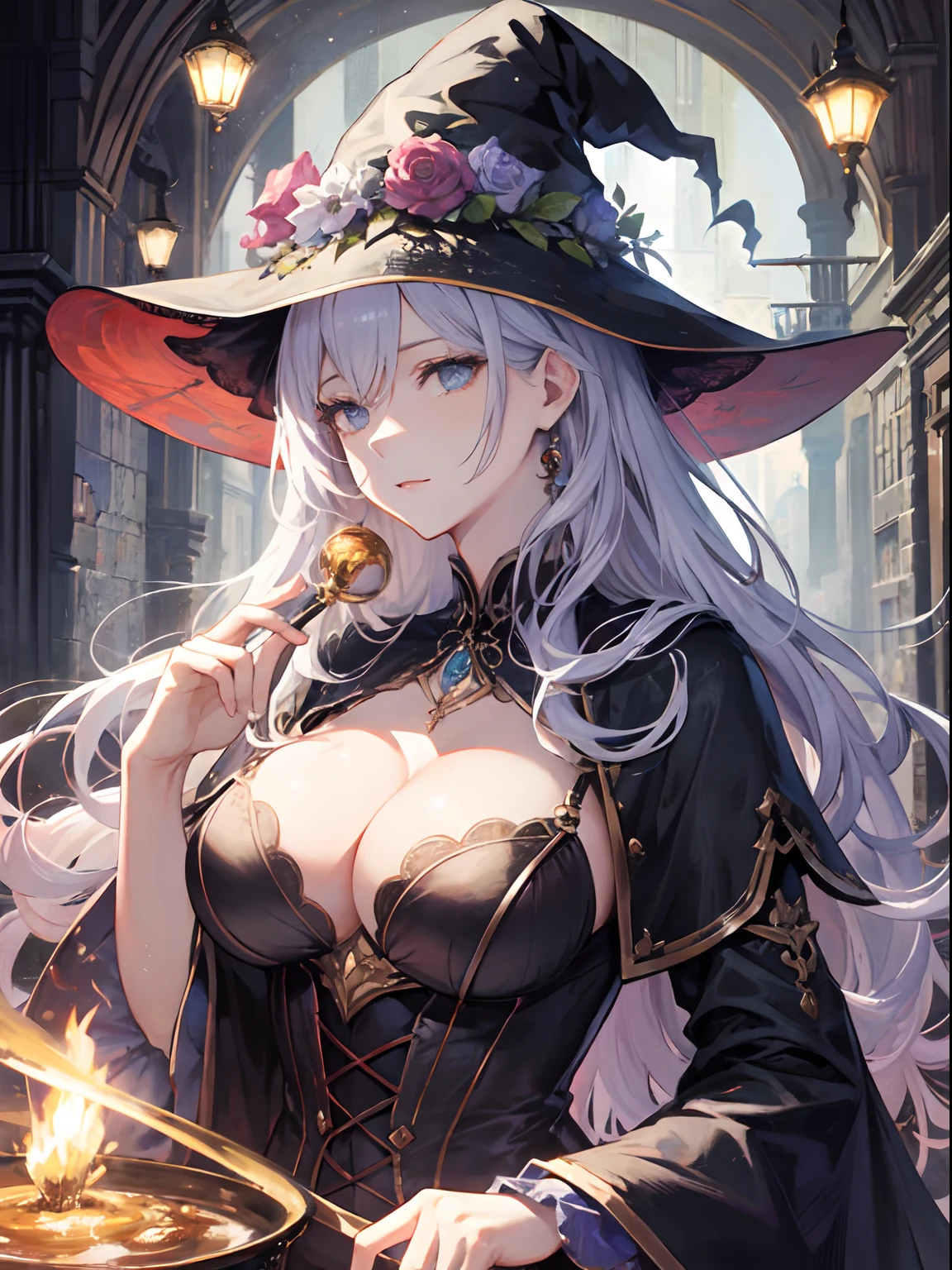 Nsfw:0.7(Master Masterpiece、best Quality、highestres、offical art、Beautifully Aesthetic:1.2)、(Master Masterpiece、beste Quality、best Quality、offical art、Beautifully Aesthetic:1.2)、(Master Masterpiece、beste Quality、beste Quality、offical art、Beautifully Aesthetic:1.2)、(1girls:1.3)、higly detailed、(Fractal Art:1.3)、colorfully、Supreme Details、「Enchanting witch from another world, big boob, Cleavage,It depicts a captivating beautiful witch manipulating magic in the castle gardens without limits。The castle spreads out、The garden there is、It creates an atmosphere as if a door to another world has appeared..。
Standing at the center is。His face is meticulously drawn.、He has a profound expression on his face, as if he strongly wishes for something.。In er hand is a luxurious wand.、From that wand is emitting mighty magical powers。 The magic cast is、It was released as an explosive force from the tip of the wand.、The energy that reverberates through the garden as a beam of colorful light is very powerful.、A beam of light makes a large trajectory in the sky.The charm of this painting is、The mighty and enchanting beauty of the witch、ve、It skillfully captures the mystique of the garden.。 、And the witch's facial expressions and movements are very realistic.、It has the power to draw the viewer into the place
In addition、the light and shadow production is also stunning。The beam of light emitted by the cane is、Illuminate the gardens and castle、pure、Creates a sense of distance from the visual light source to the witch.。Quality produces realistic images、It can convey visual beauty and story appeal at the same time
This is、Not only visually appealing works、It is a work that further enriches the visual experience by drawing a story.。 」We are thinking about the theme to the fullest。The images are very realistic and、Very detailed and、Must be a high resolution 16k。Sony F and 24-105mm f / Use a Sony Alpha 4 mirrorless camera with 1G OSS lenses。ISO sensitivity to 32,000、Shutter speed 1/Set to 125