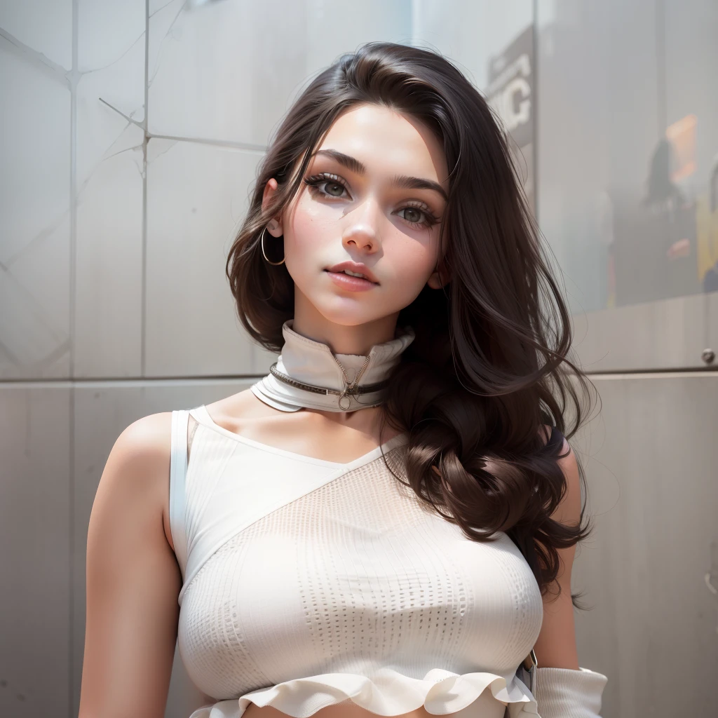 Beautiful young woman standing at the time Square.