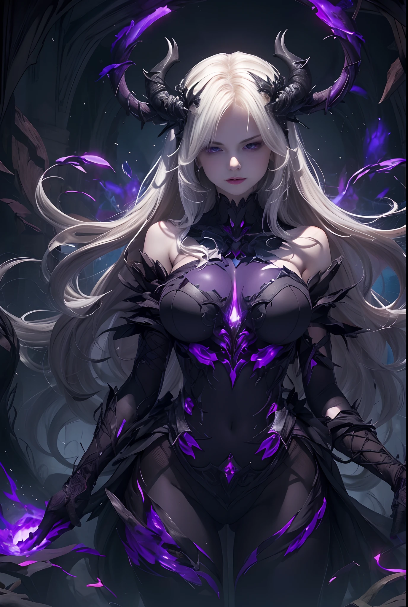 extremamente detalhado, rainha do gelo Elsa adulta, Poderes do caos, Deslumbrante armadura decotada de death knight , braided blonde hair, Olhos azuis Brilhantes, Ambiente maligno, Satanic magic, neve caindo suavemente.Extreme demoniac,Rainha Lich,gostosa,peitos grandes e cintura pequena,,icecrown citadel extremamente detalhada
