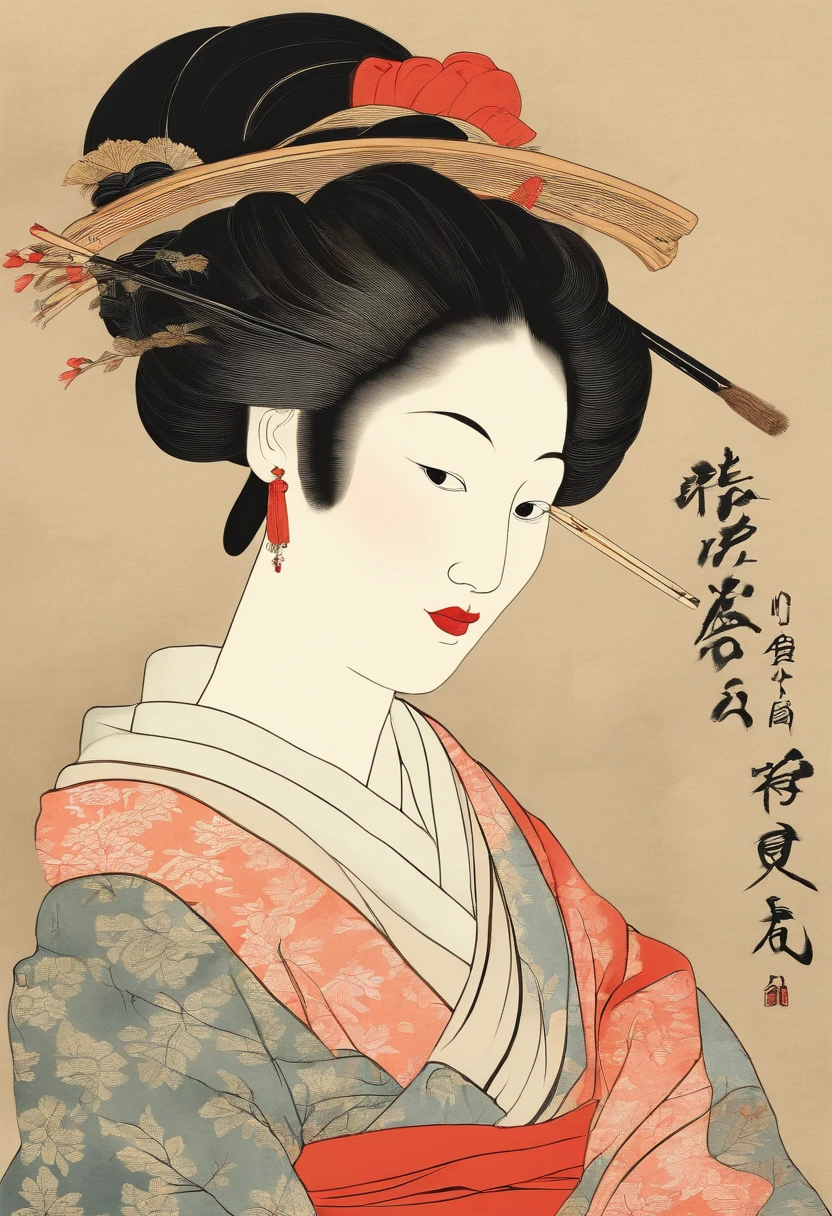 Best Quality, Kitagawa Utamaro's style, ukiyoe painting, smoke weed,