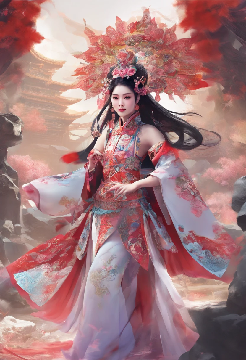 China-style,Chinese drama,Peking Opera costumes,Mu Guiying costume,中景 the scene is,Full body like, highly detailed surreal vfx,oc rendered, - AR 16:9 --q 2 --s 1000