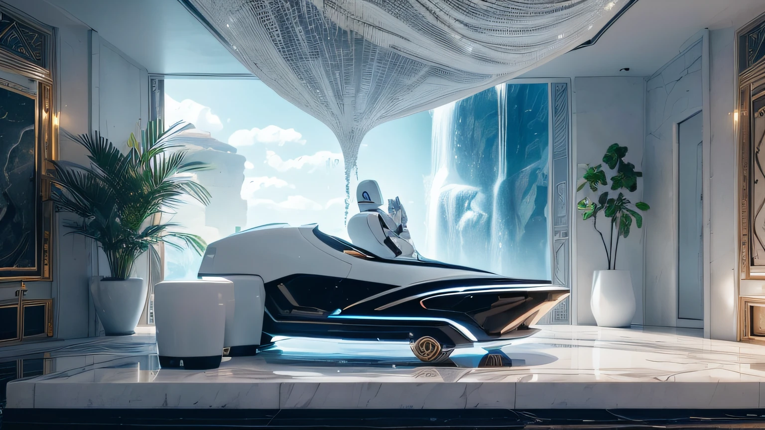 a white human male robot. Room with neom lights, balcony for alien life. alien city. White and Pink, 8K, Realistic photo, male robot, deep color, fantastical, intricate detail, splash screen, complementary colors, 8k resolution trending on Artstation Unreal Engine 5",a white human male robot. incredible black luxurious futuristic bedroom interior in Ancient Egyptian style with many (((lush plants))) (lotus flowers), ((palm trees)), rocky walls, (egyptian hieroglyphs and ornaments), ((sand)), ((waterfalls)), (marble),a white human male robot.a white human male robot. ((precious minerals)), ((metals)), (gemstones), crystals, clouds and ((water)), (curvy futuristic furniture), crocodiles, (((ultra luxury))), (black marble) – with ((beautiful lights)), Unreal Engine, a white human male robot. HQ, 16k