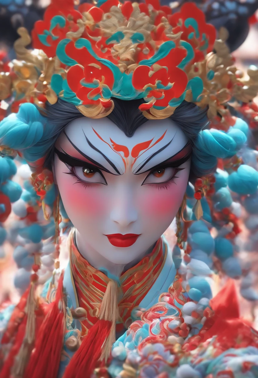 China-style，Chinese drama，Peking Opera costumes，Mu Guiying costume，Drama Facebook，中景 the scene is，Full body like， highly detailed surreal vfx，oc rendered， - AR 16:9 --q 2 --s 1000