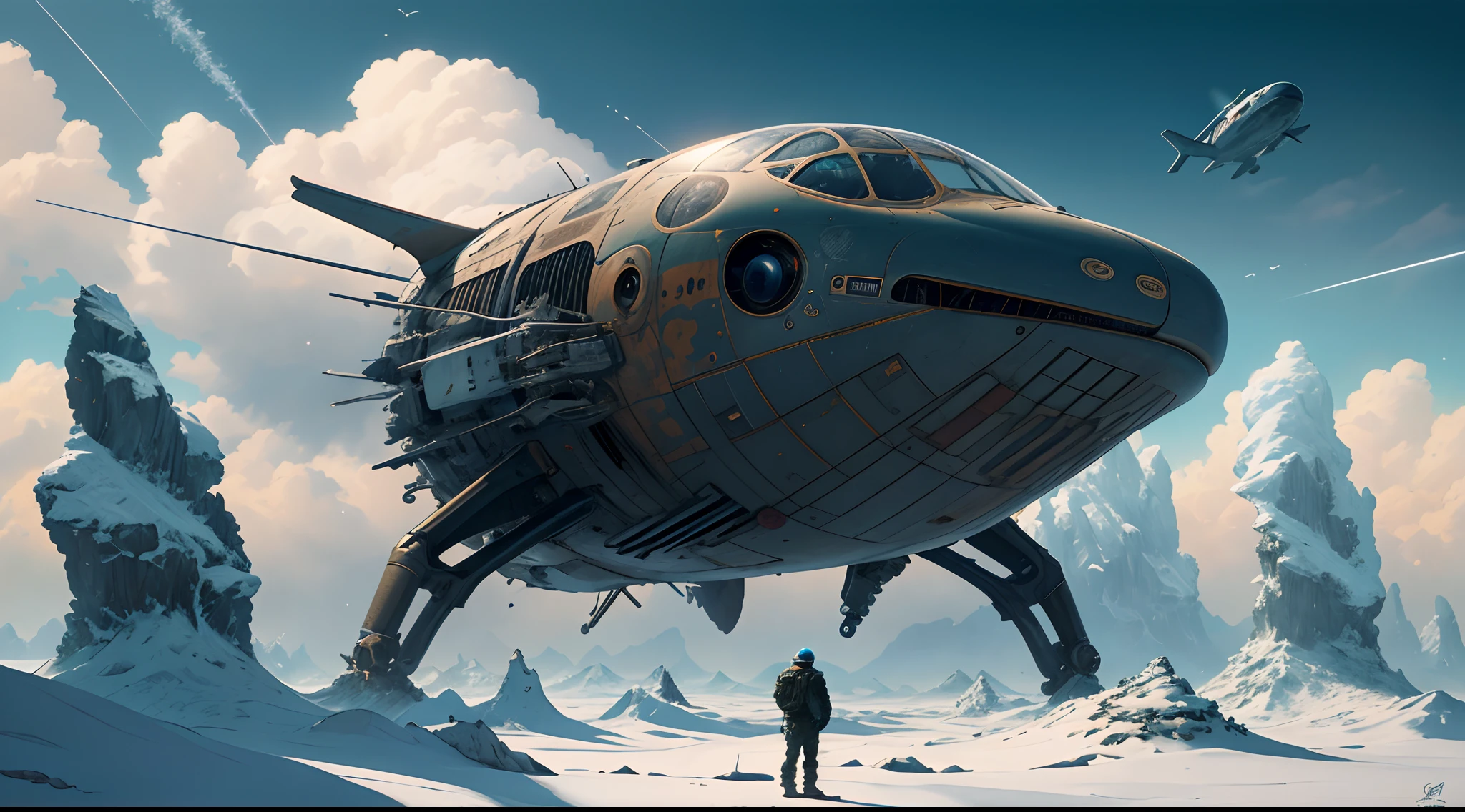 "realistic detailed image of an cosmonaut alone in the tundra next to whale skeleton in the style of Francis Bacon, Surreal, Norman Rockwell and James Jean, Greg Hildebrandt, and Mark Brooks, triadic color scheme, By Greg Rutkowski, in the style of Francis Bacon and Syd Mead and Edward Hopper and Norman Rockwell and Beksinski, open ceiling, highly detailed, painted by Francis Bacon, painted by James Gilleard, surrealism, airbrush, Ilya Kuvshinov, WLOP, Stanley Artgerm, very coherent, art by Takato Yamamoto and James Jean"
abstract dream, space, intricate, grand scale, alone, cinematic film still, insane detail, sharp focus, depth of field, realistic lighting, (realistic perspective), complex, (multiple subjects), 4k HDR,