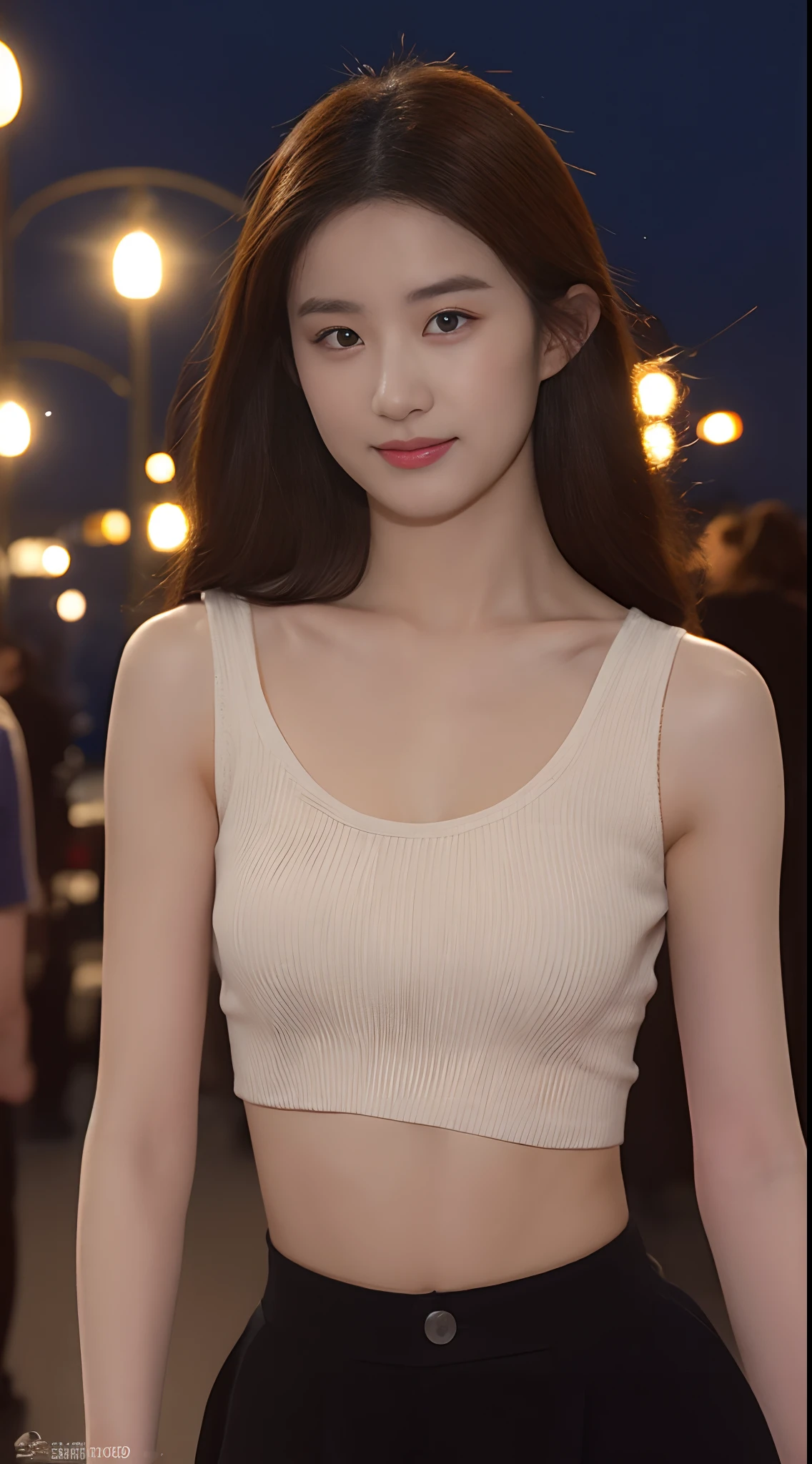 8k, masterpiece, RAW photo, best quality, photorealistic, extremely detailed CG unity 8k wallpaper, Depth of field, Cinematic Light, Lens Flare, Ray tracing, (extremely beautiful face, beautiful lips, beautiful eyes), intricate detail face, ((ultra detailed skin)) 1girl, in the dark, deep shadow, pretty hinata hyuga,(very slim slender fit-muscled body:1.3), ((looking at viewer)),(big smile:1.3), (night, (neon sign), (blurry background), midnight, (without people in the background:1.3), white diamond earrings, bracelets, necklace, clear eyes, walking , front shot, (pale skin), face forward, (big eyes), full body shot, ((see through blouse)), (hot pink color blouse)), ((laced skirt)), (looking at viewer:1.3), very slim, huge breasts, no bra,Hermes bag, mini skirt, updo hair, short hair, teeth