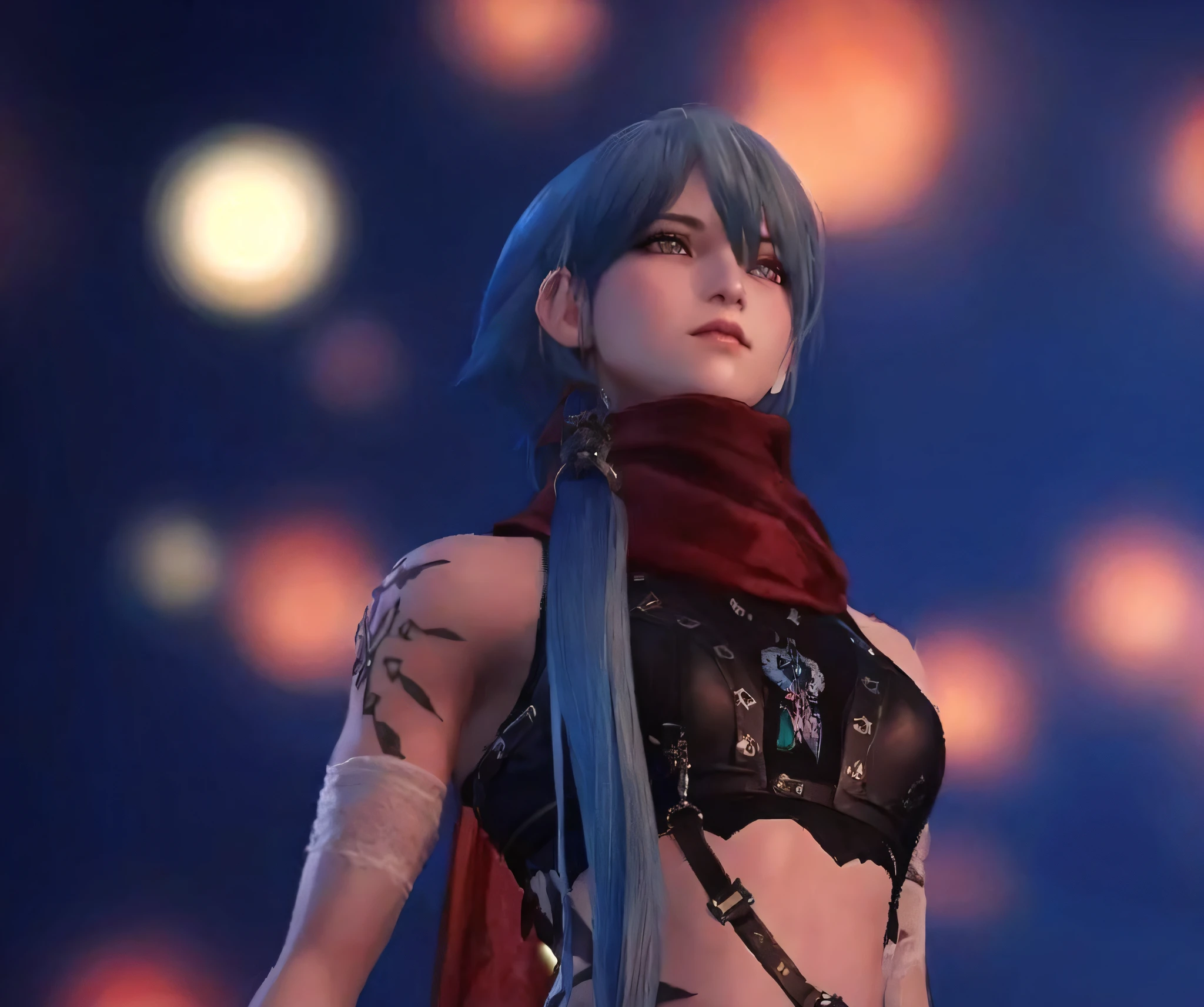 Close-up of a man with long hair, morrigan, v from devil may cry as an elf, final fantasy 14 style, From《final fantasy》, elegant cinematic pose, As a character in Tekken, Female character, 8 k character details, morrigan aensland, dead or alive 6, 8K Artgerm bokeh