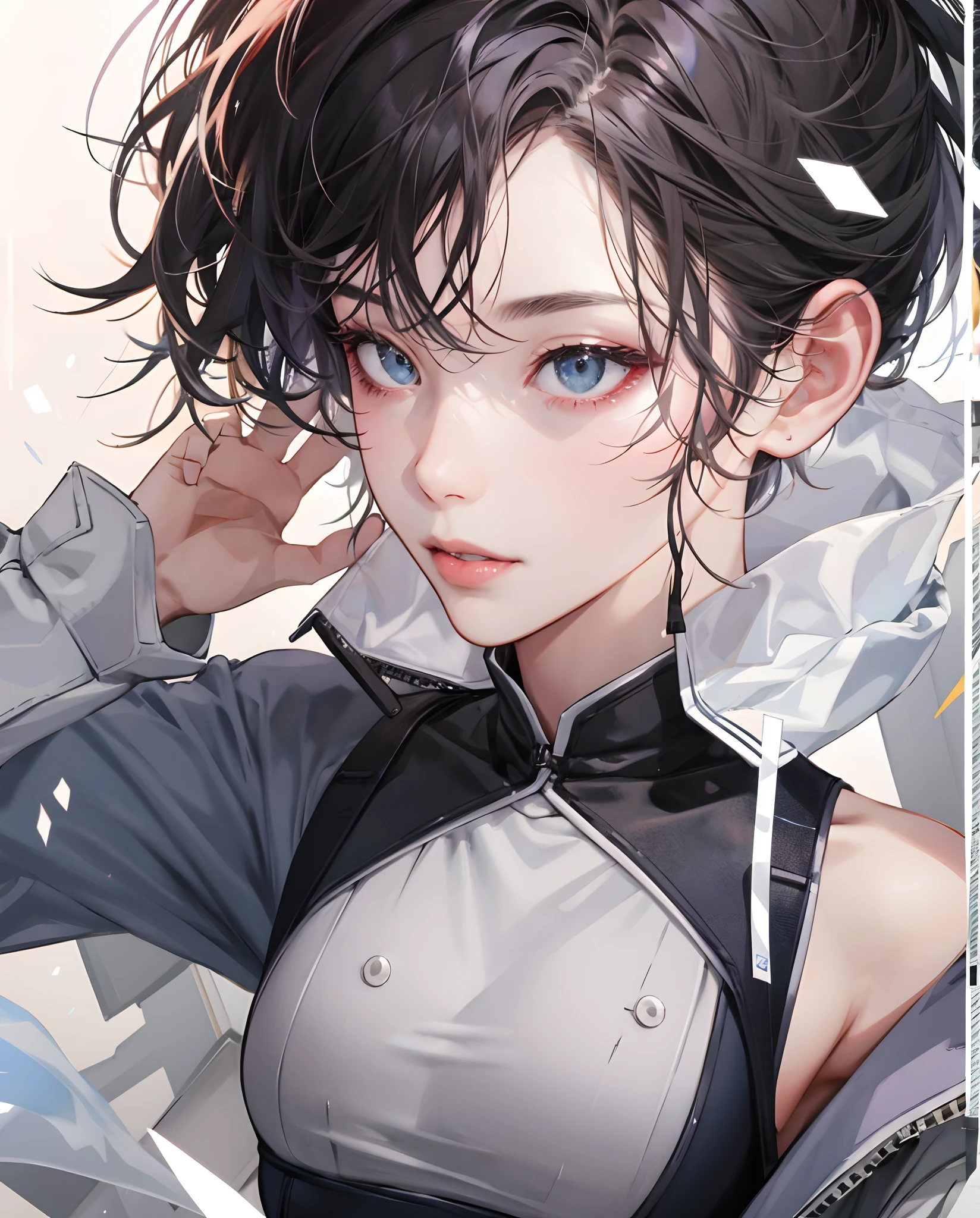Bob Hair、Salt face、爆乳、Clothes with body shape lines、An ultra-high picture quality、ultra-quality、photos realistic