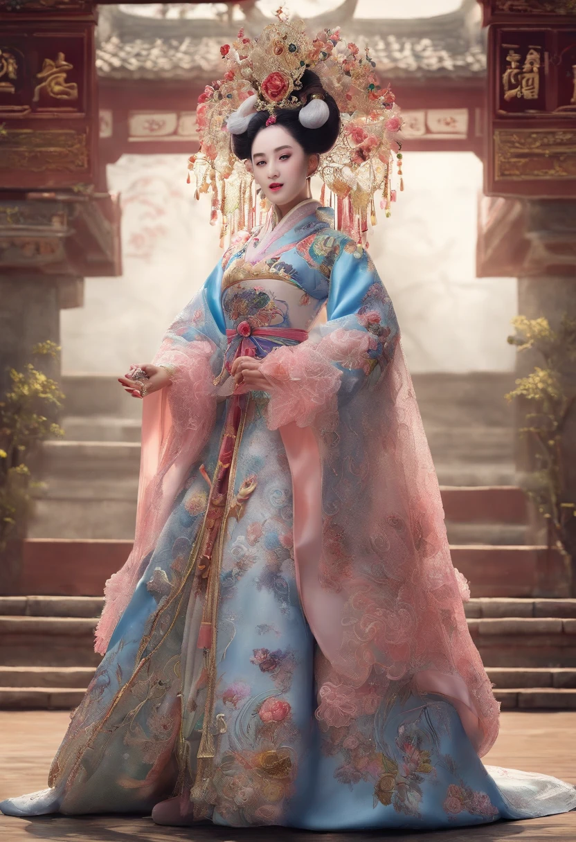 China-style,Chinese drama,Peking Opera costumes,Mu Guiying costume,Drama Facebook,中景 the scene is,Full body like,super-fine,ultra - detailed,high qulity,Ultra-realistic visual effects with 8K high detail,oc rendered, - AR 16:9 --q 2 --s 1000