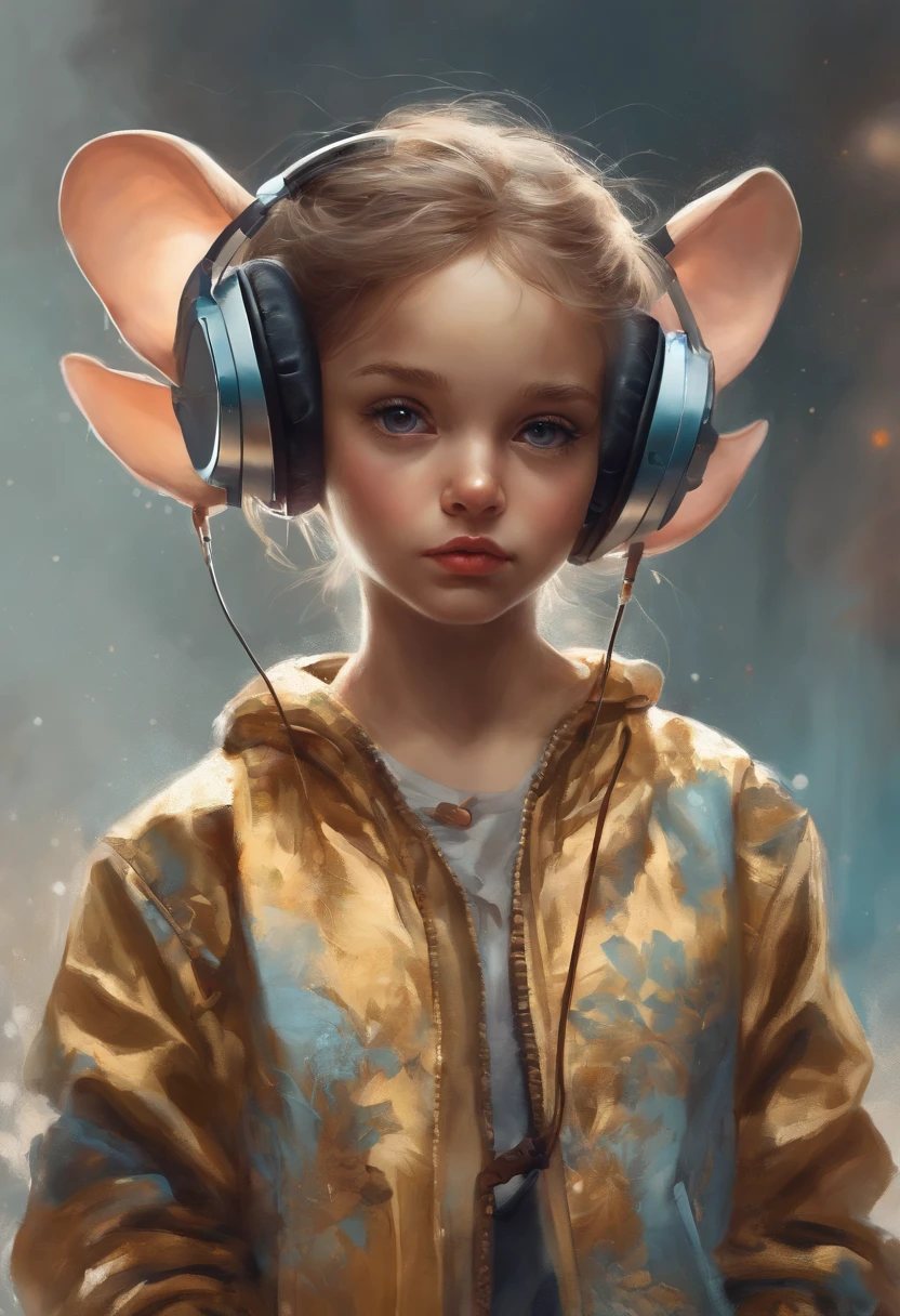 Perfect centering, Cute mouse, Wear a student team jacket, Wearing sunglasses, Wearing headphones, cheerfulness, Standing position, Abstract beauty, Centered, Looking at the camera, Facing the camera, nearing perfection, Dynamic, Highly detailed, smooth, Sharp focus, 8K, high definition resolution, illustration, Art by Carne Griffiths and Wadim Kashin, White background