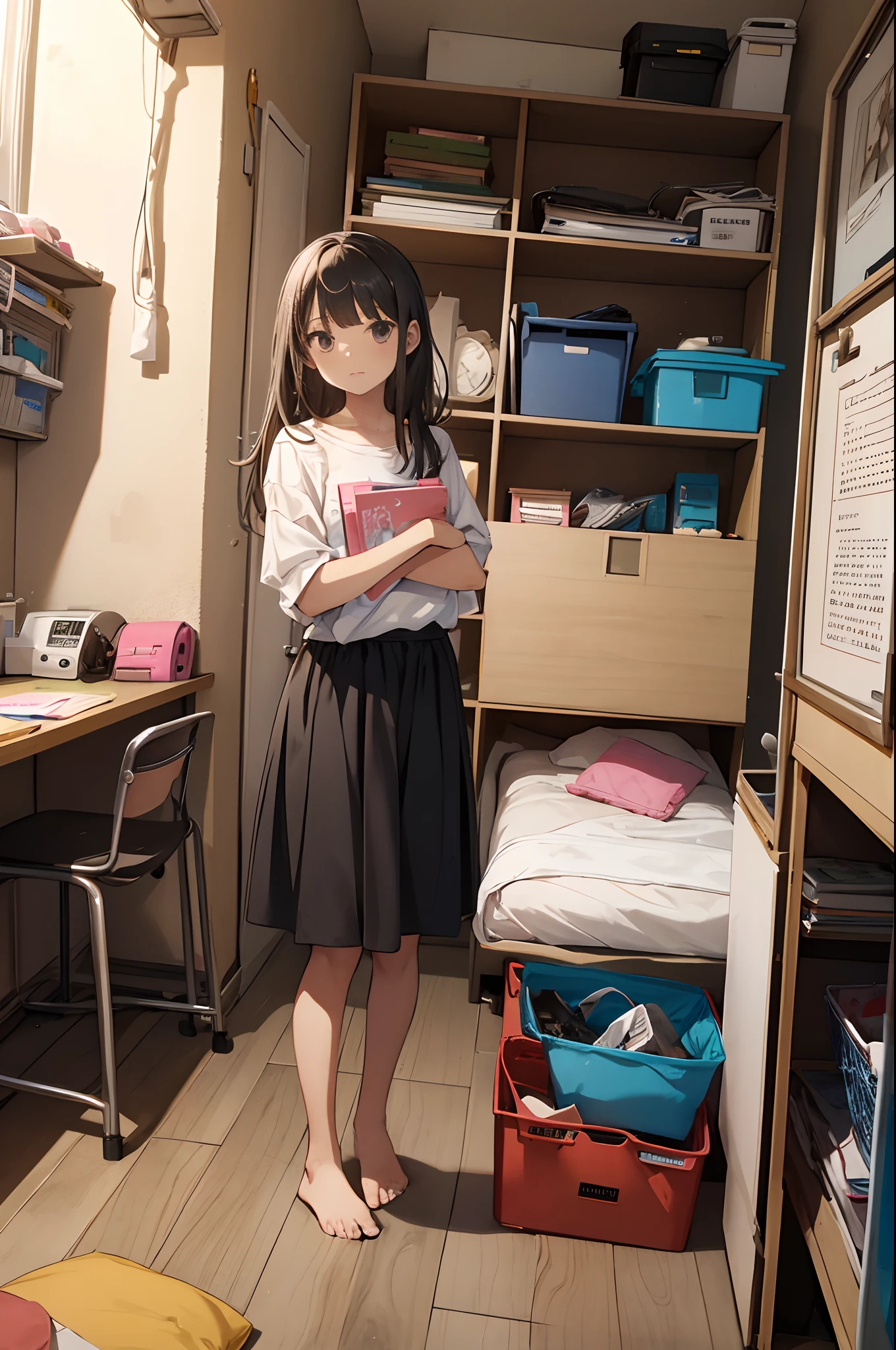 An unemployed young girl who dropped out of elementary school who has been confined to her room for many years
