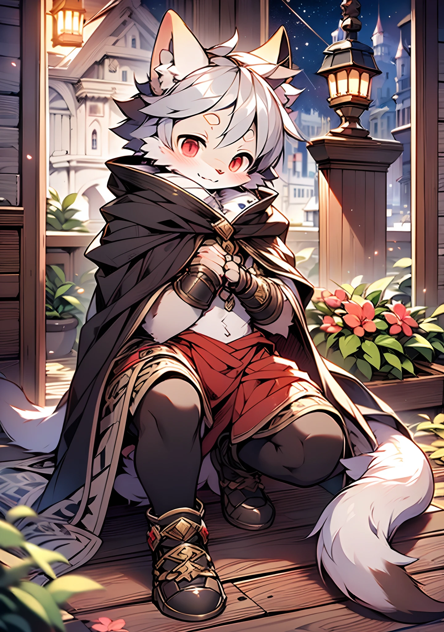 (dark environment:0.8),masterpiece, high quality, absurd res, digital painting \(artwork\), by dagasi, yupa,kiyosan,(anthro,fluffy fur,character focus:1.1),anthro male cat,short hair,portrait, bright eyes,panorama,character focus.(detailed background:0.7),solo,furry,furry male ,male focus,anthr,(Full body fur, fluffy tail, white fur,red eyes,gray hair:1.2),(long canines,vampire, cape:1.2),(interior,night, castle, coffin:1.1)