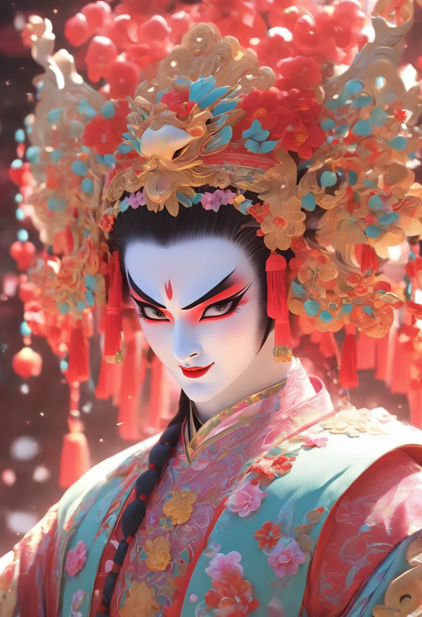 China-style，Chinese drama，Peking Opera costumes，Mu Guiying costume，Drama Facebook，中景 the scene is，super-fine，ultra - detailed，high qulity，8K ，Sharply focus the eyes，highly detailed surreal vfx，oc rendered， - AR 16:9 --q 2 --s 1000