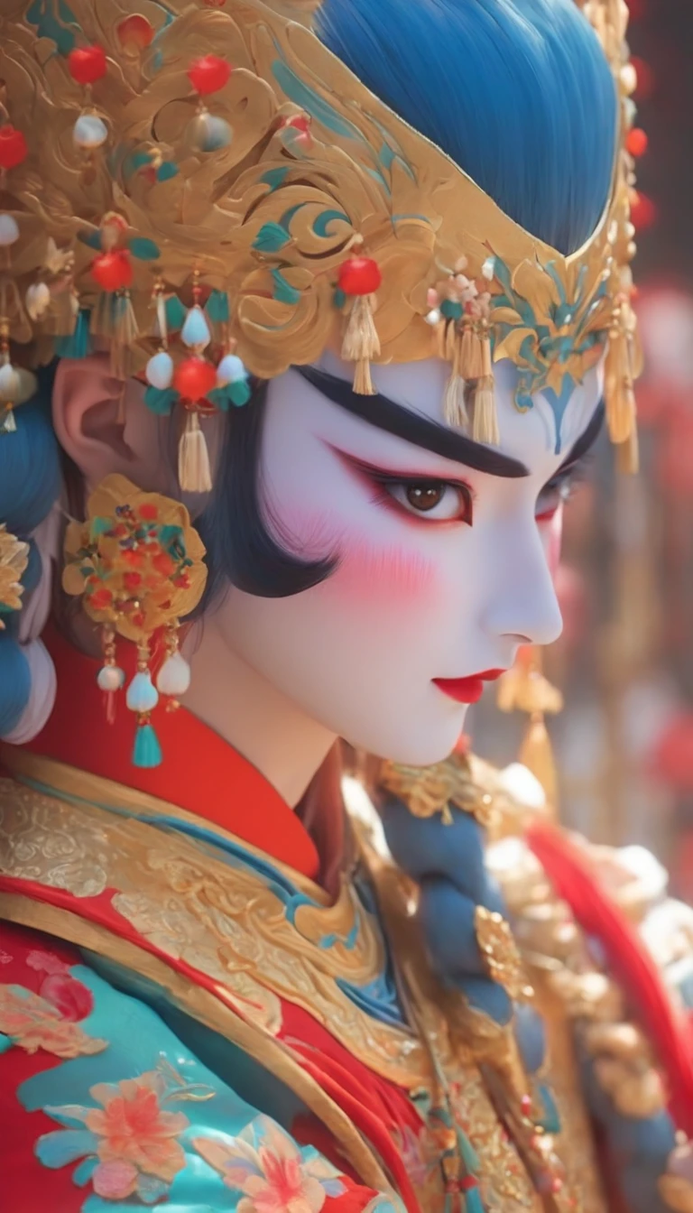 China-style，Chinese drama，Peking Opera costumes，Mu Guiying costume，Drama Facebook，中景 the scene is，super-fine，ultra - detailed，high qulity，8K ，Sharply focus the eyes，highly detailed surreal vfx，oc rendered， - AR 16:9 --q 2 --s 1000