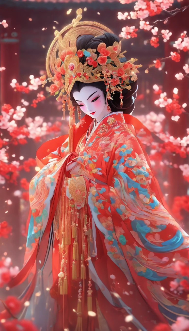 China-style,Chinese drama,Peking Opera costumes,Mu Guiying costume,Drama Facebook,中景 the scene is,super-fine,ultra - detailed,high qulity,8K ,Sharply focus the eyes,highly detailed surreal vfx,oc rendered, - AR 16:9 --q 2 --s 1000