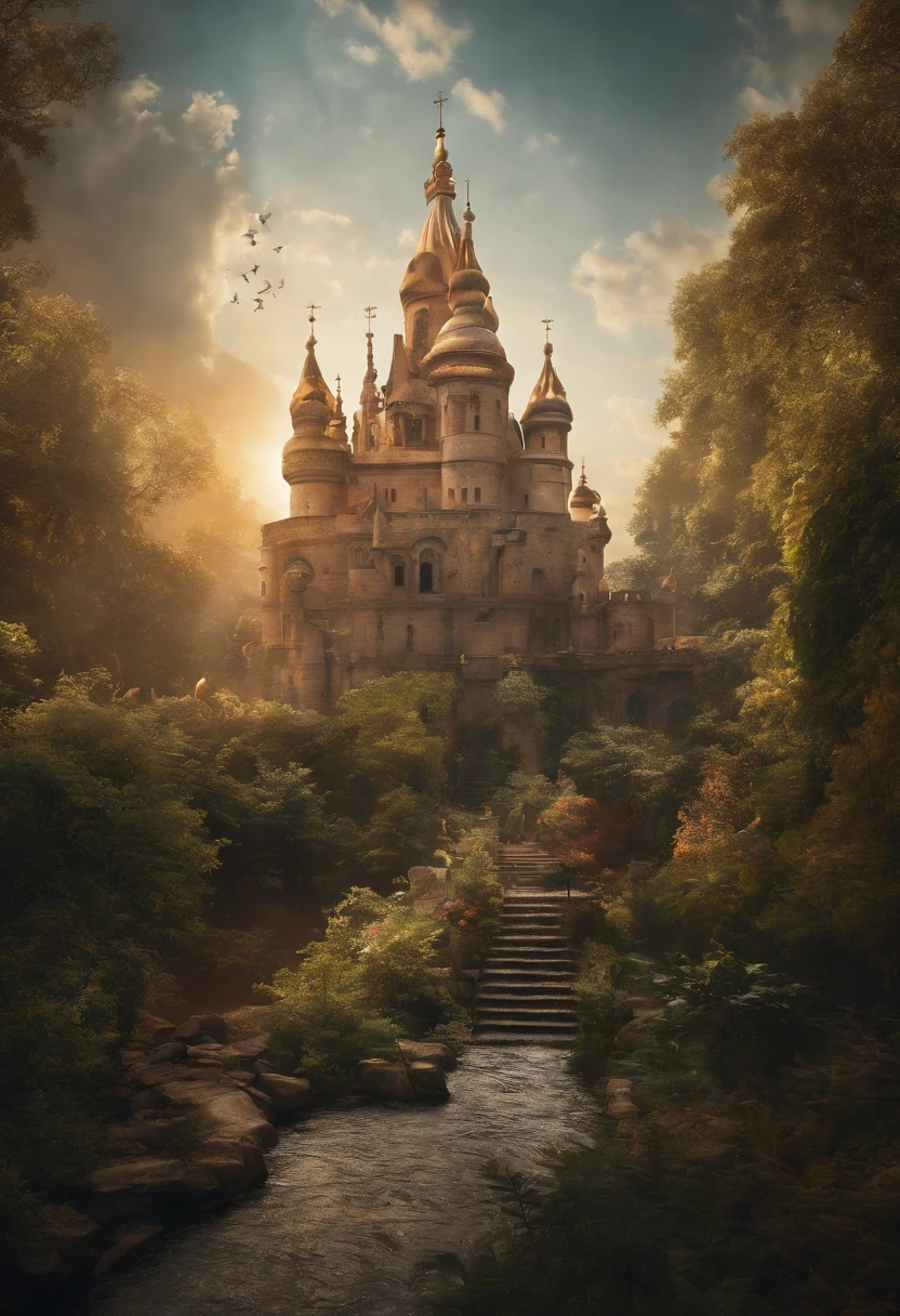 Floating City, Floating Castle Sun Rays, Birds, Heaven, Angels, Wallpaper, Masterpiece, Unreal, Colorful