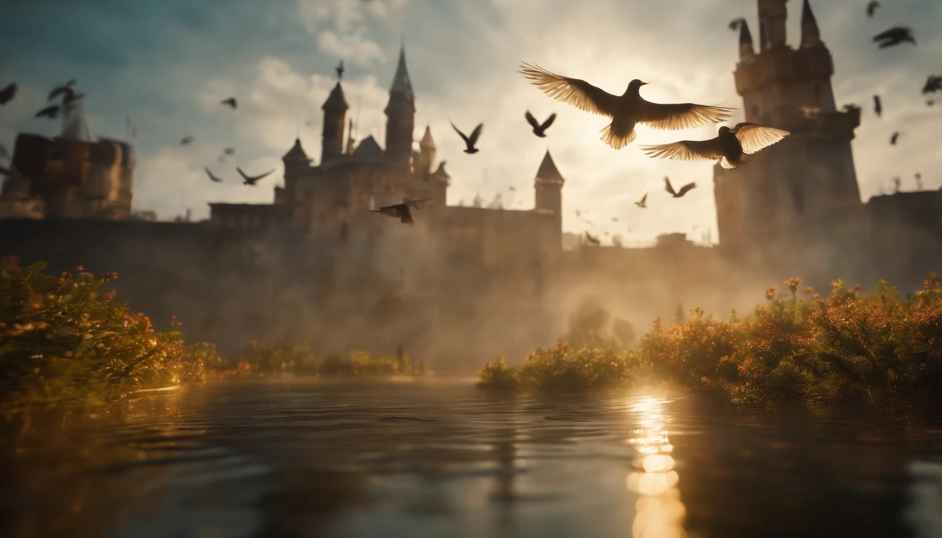 Floating City, Floating Castle Sun Rays, Birds, Heaven, Angels, Wallpaper, Masterpiece, Unreal, Colorful