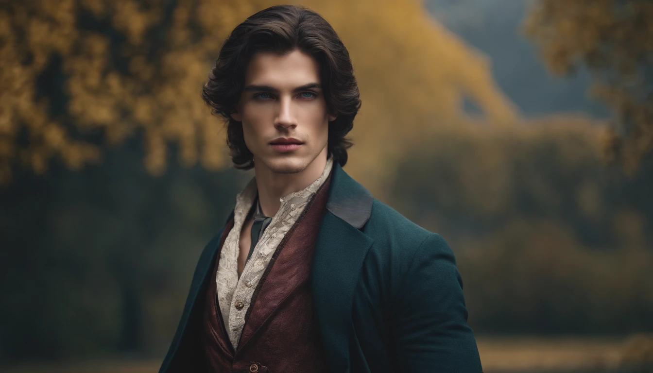 Young European man, with dark hair, undercut hair, grey eyes, handsome, pale, tall, wearing good outfit