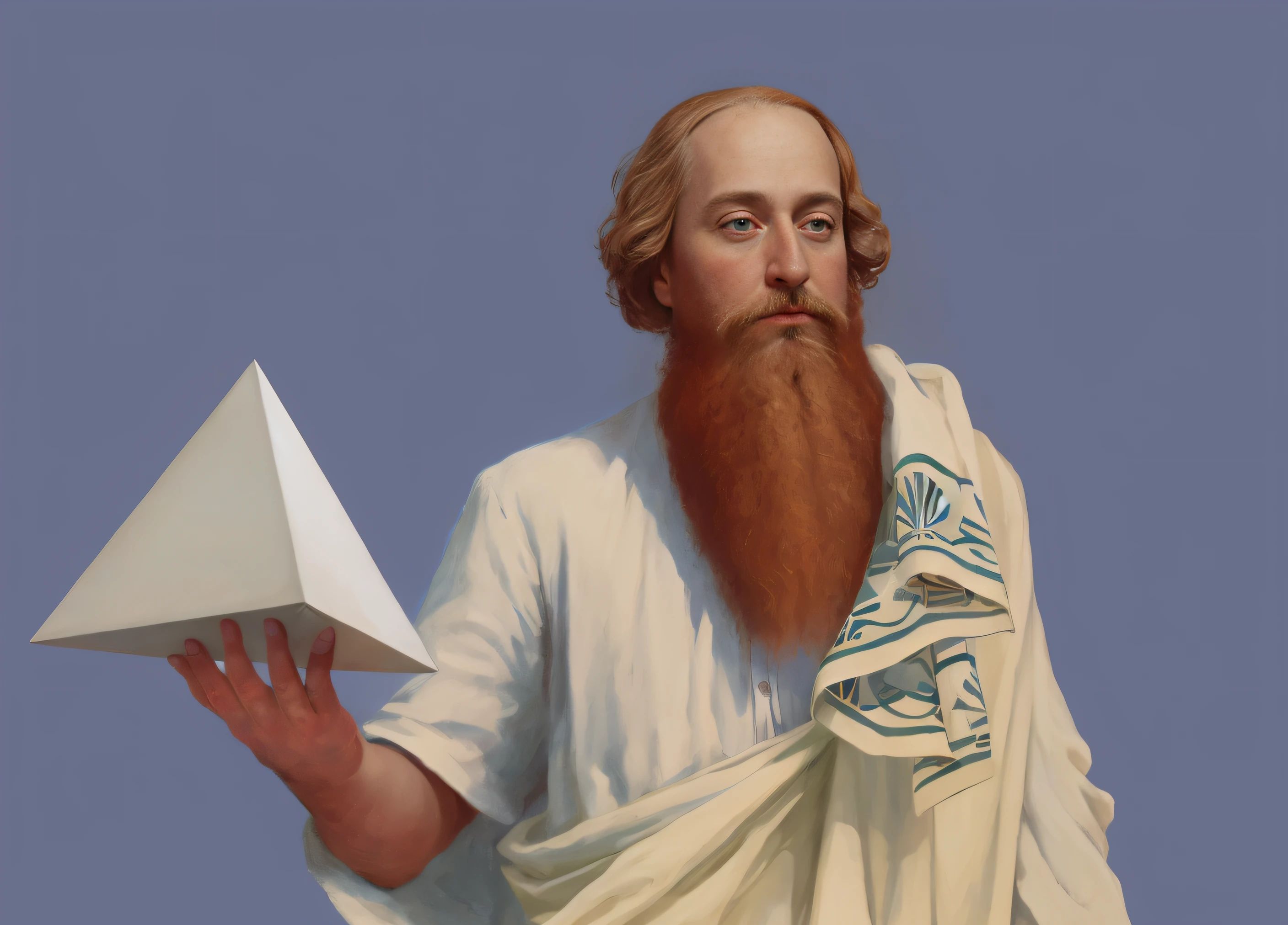 make the face look at camera , photo of a bearded man , arafed man with a long beard holding a pyramid, inspired by Jens Ferdinand Willumsen, inspired by Johann Friedrich Overbeck, gregory euclide, by Juan O'Gorman, inspired by Theophanes the Greek, abraham teerlink, by Jens Ferdinand Willumsen, illustration in the golden ratio, alexey egorov