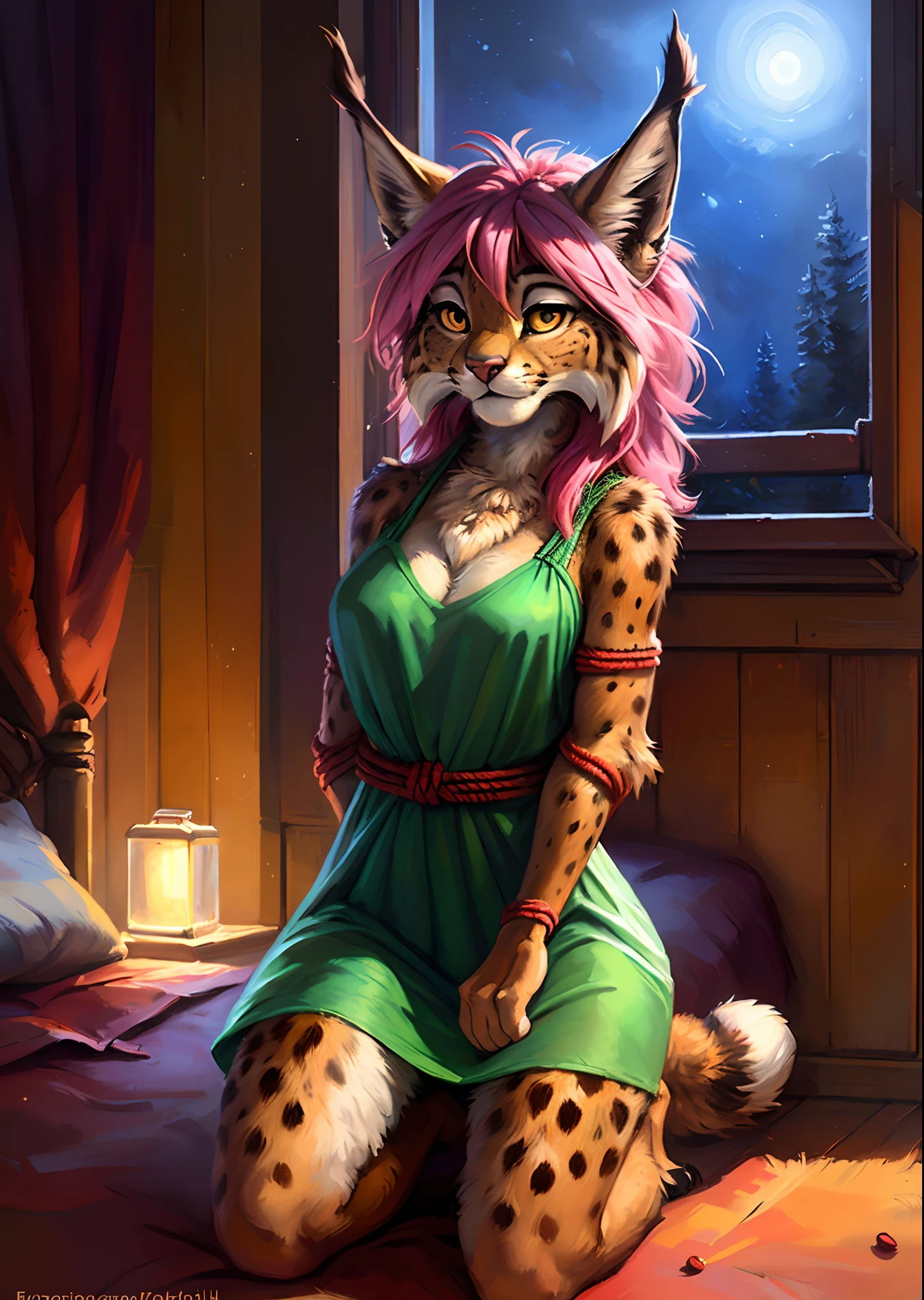 uploaded on e621, beautiful and detailed portrait of a female anthro sand cat, by Zackary911, by Kenket, by Kilinah, by fluff-kevlar, soft lighting, sand cat, full chest, kneeling, beautiful, straight fine hair, platinum blond, 1girl, solo, kneeling on a red rug before the pov, mouth wide open, minimal background, beautiful green eyes, anime eyes, Arabian, robe, sleak tail, love struck, thick thighs, bottomless, nip slip, (bright colours, coordinated colours), fantasy theming, NSFW:1.2, blowjob, sucking cock