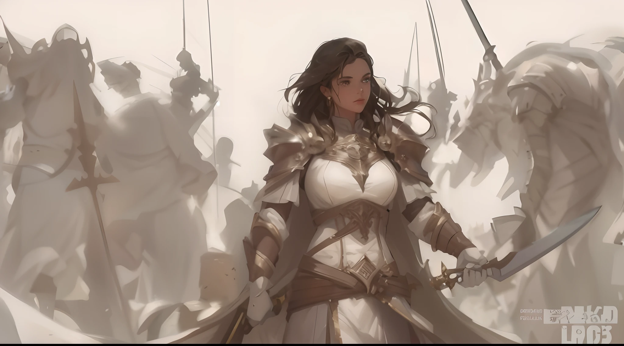 a close up of a woman in a white dress holding a sword, 4k fantasy art, gorgeous female paladin, fantasy paladin woman, picture of female paladin, portrait of female paladin, epic fantasy character art, pretty female cleric, fantasy concept art portrait, female paladin, d&d dark sun character art, high fantasy concept art