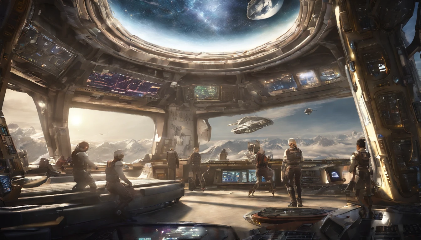 (Highest image quality),(Works of masters),(8k wallpaper),in a panoramic view,Interstellar School,A school city built on a huge space station in space,The artificial creation of the ecosystem inside the translucent luxury space station is beautiful,Lake,rios,mountain ranges,Hills are everywhere,Streamlined Chinese luxury architecture from land to water,All-round rational use of the space station,Golden ornate building,Let the entire space station shine with golden light,Embellished with luxurious gemstones,Blend into the entire starry sky,Chinese decorative motifs are found all over the space station and the Interstellar Academy,Countless spacecraft in and out of the space station,Perfectcomposition,professinal,Meisterville,commissioned,best qualtiy,After fixation,Retouching,Improvement,pastoral,Tone-mapping,highly detailed,digitial painting, art stations,Conceptual map of the long dam,Smoothness,Sharp focus, Beautiful illustration,photore,The light from the back window is backlighted,动态照明,Mist,复杂,cinematic grain,professinal, face to the viewer,Volumetriclighting,subsurfacescattering,Good highlights,Good shadows,cinematic ligh,Beautiful studio,softlighting,rim-light,ellegance,beatiful background,rendering by octane,HR Giger style,8K,top Quority,tmasterpiece,illustratio,smooth and beautiful,highly detailed,CG wallpaper,(realisticlying,Fidelity: 1.37) ,outstanding,Exquisite details,tmasterpiece,top Quority,offcial art,Very verbose